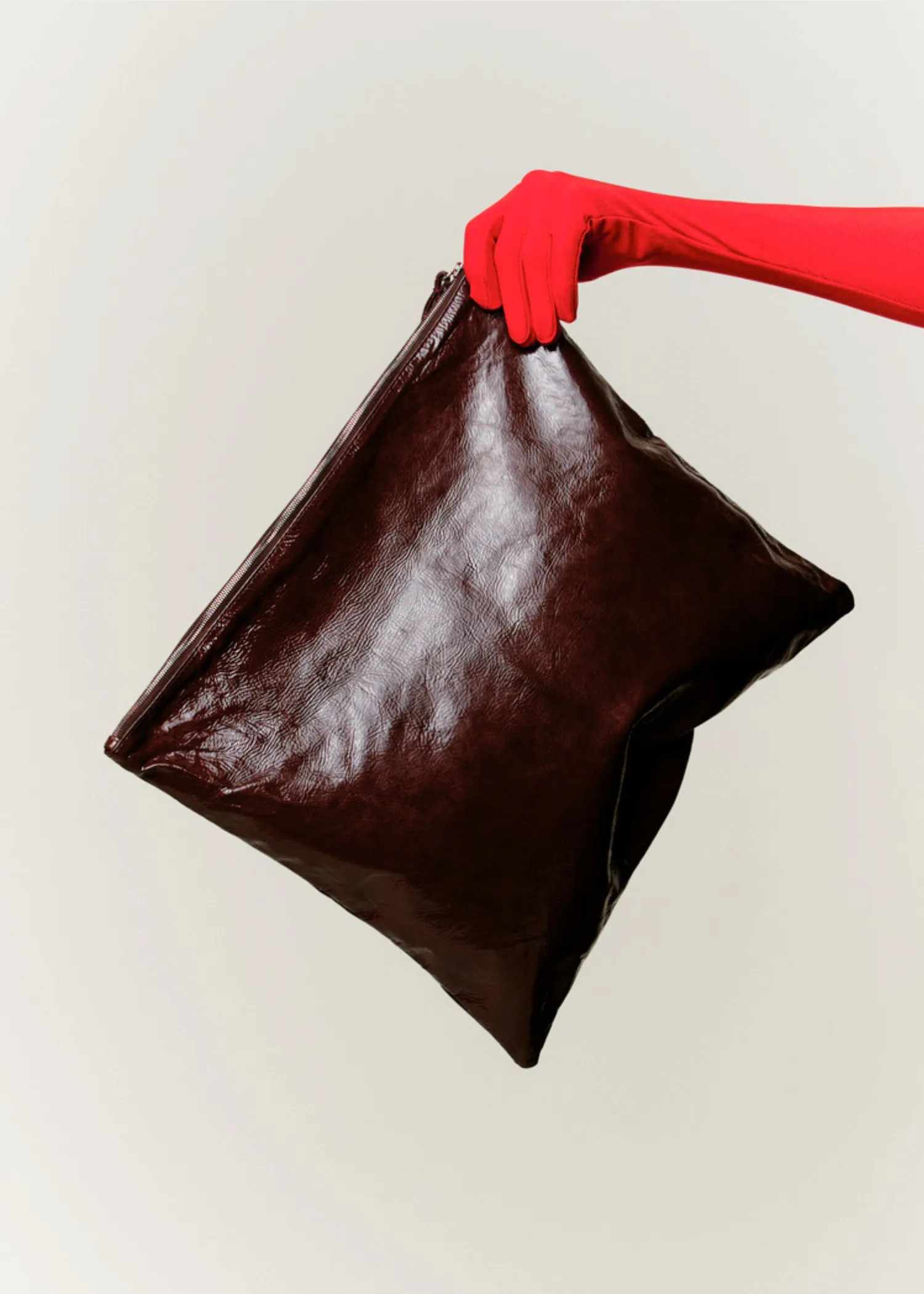 Large Zip Clutch | Glossed Burgundy sold by Modern Weaving product image thumbnail 3