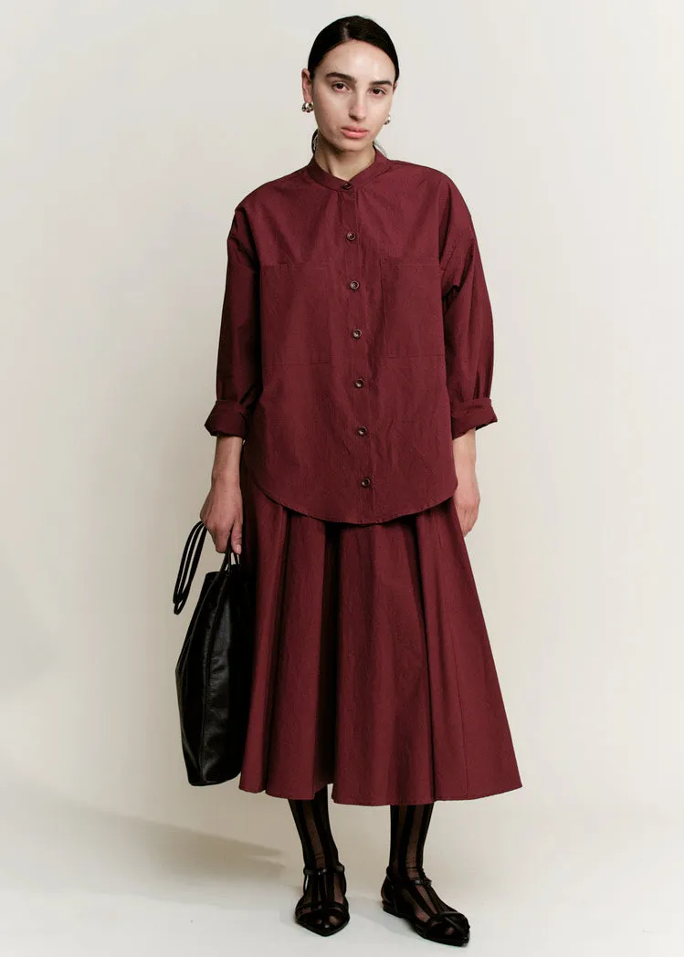 Oversize Mock Collar Button Down | Merlot Parchment Poplin sold by Modern Weaving product image thumbnail 2