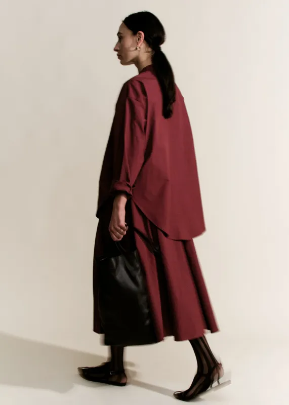 Relaxed Circle Skirt | Merlot Parchment Poplin sold by Modern Weaving