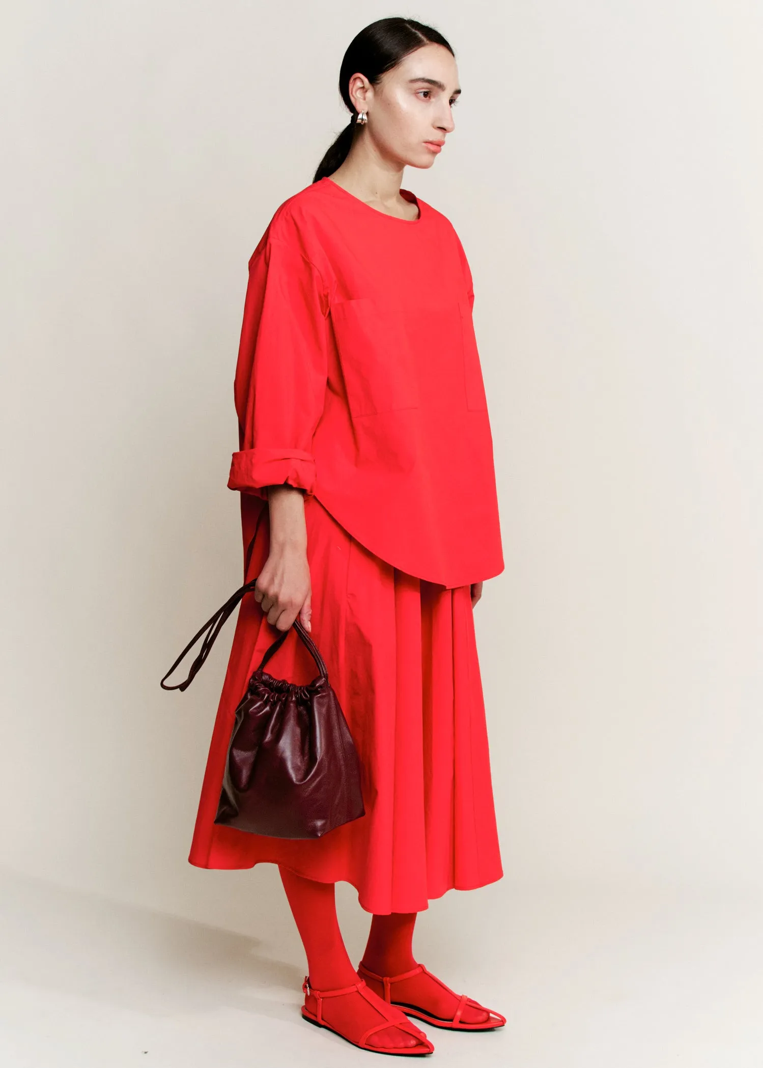 Relaxed Circle Skirt | Crimson Red Parchment Poplin sold by Modern Weaving product image thumbnail 2