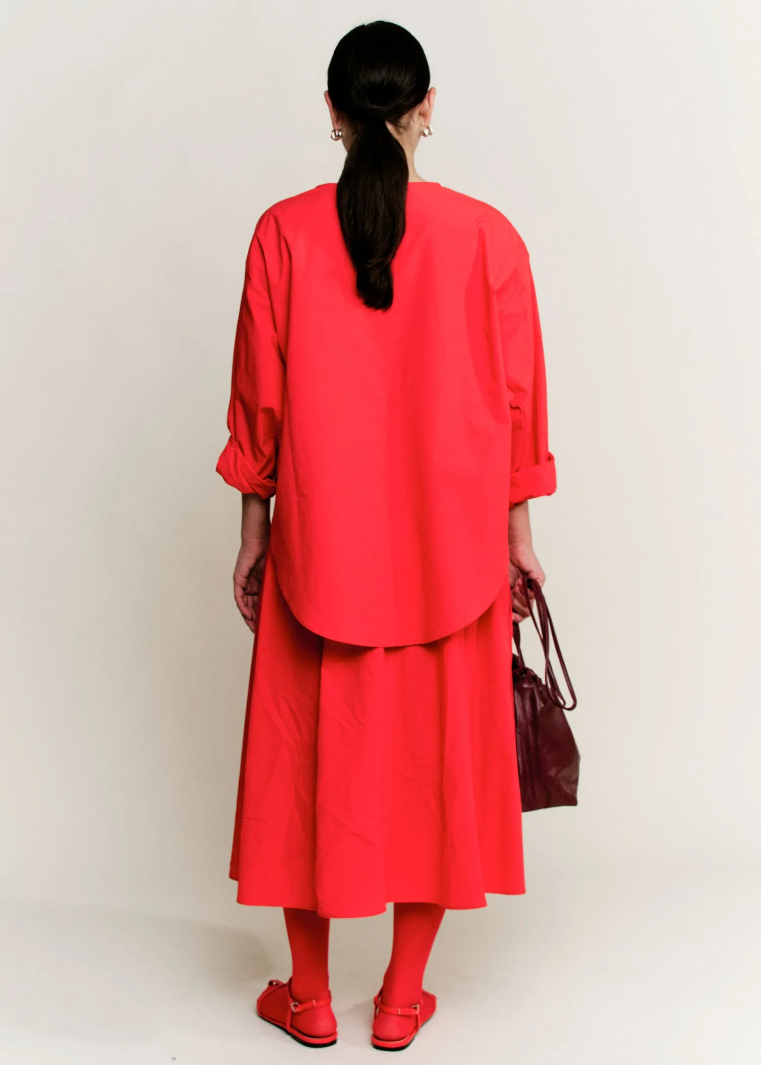 Relaxed Circle Skirt | Crimson Red Parchment Poplin sold by Modern Weaving product image thumbnail 3