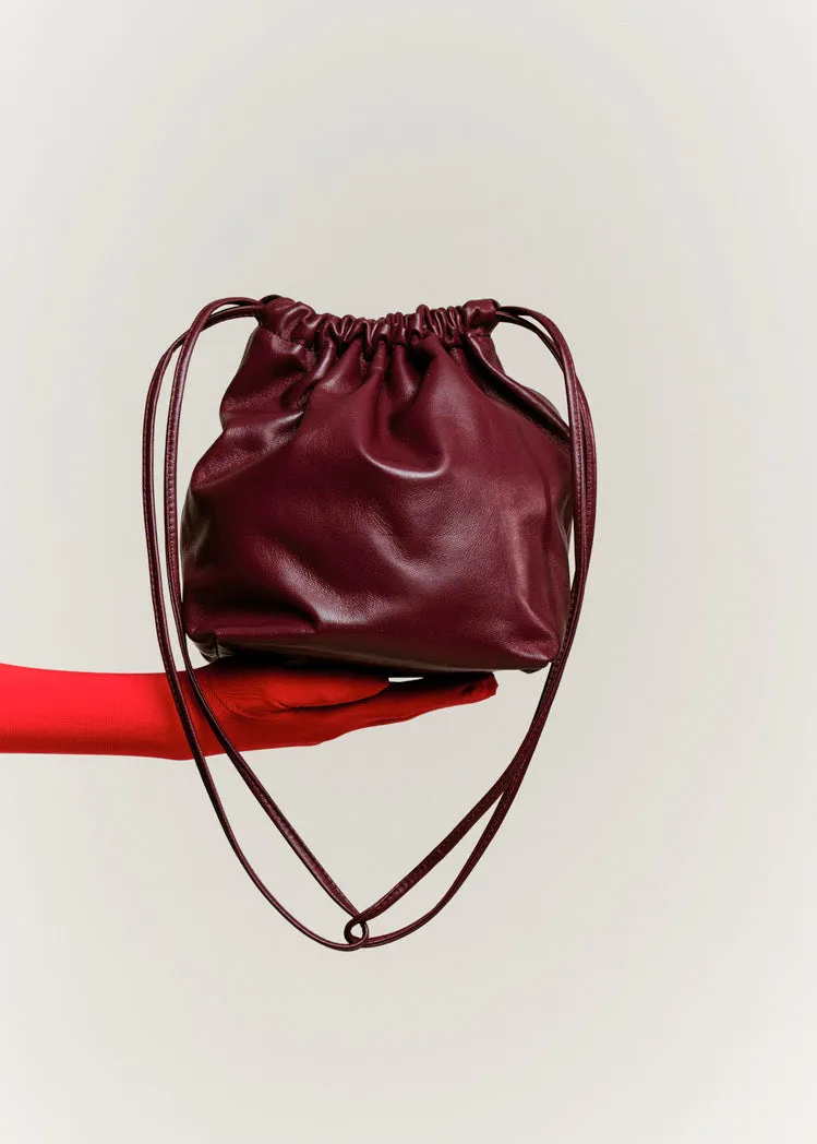 Square Gathered Bucket | Burgundy sold by Modern Weaving