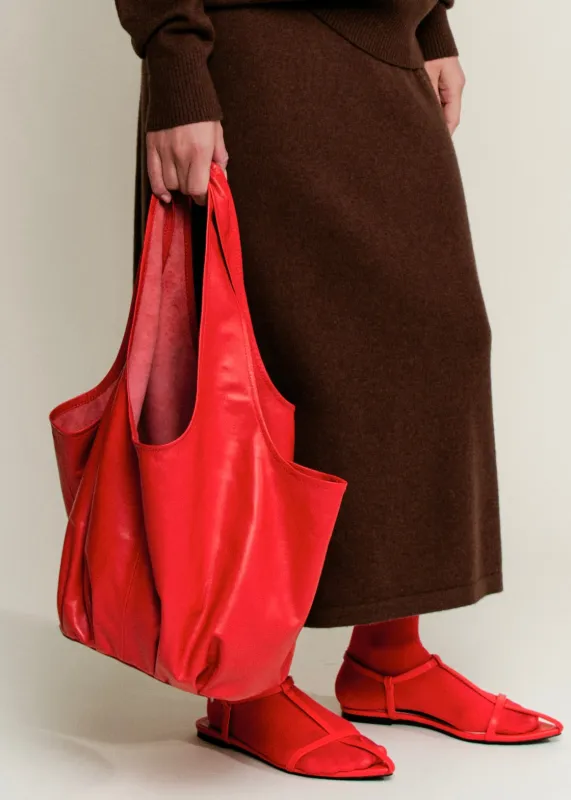 Petite Pleated Shopper  | Crimson sold by Modern Weaving