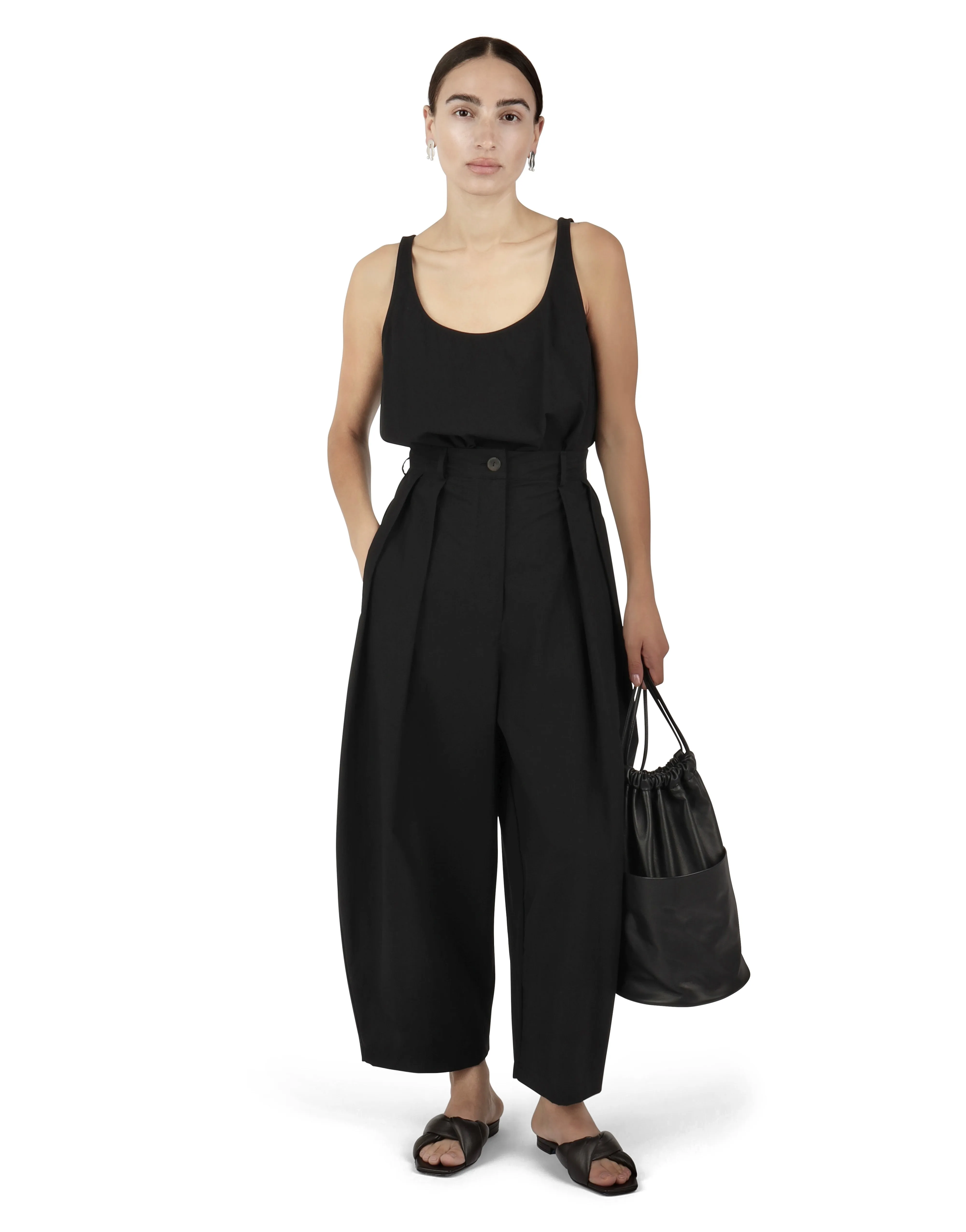 Voluminous Pleat Trouser | Black Parchment Poplin sold by Modern Weaving product image thumbnail 5