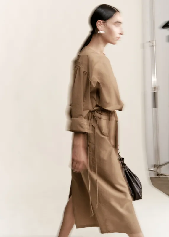 Tie Side Dress | Sierra Parchment Poplin sold by Modern Weaving