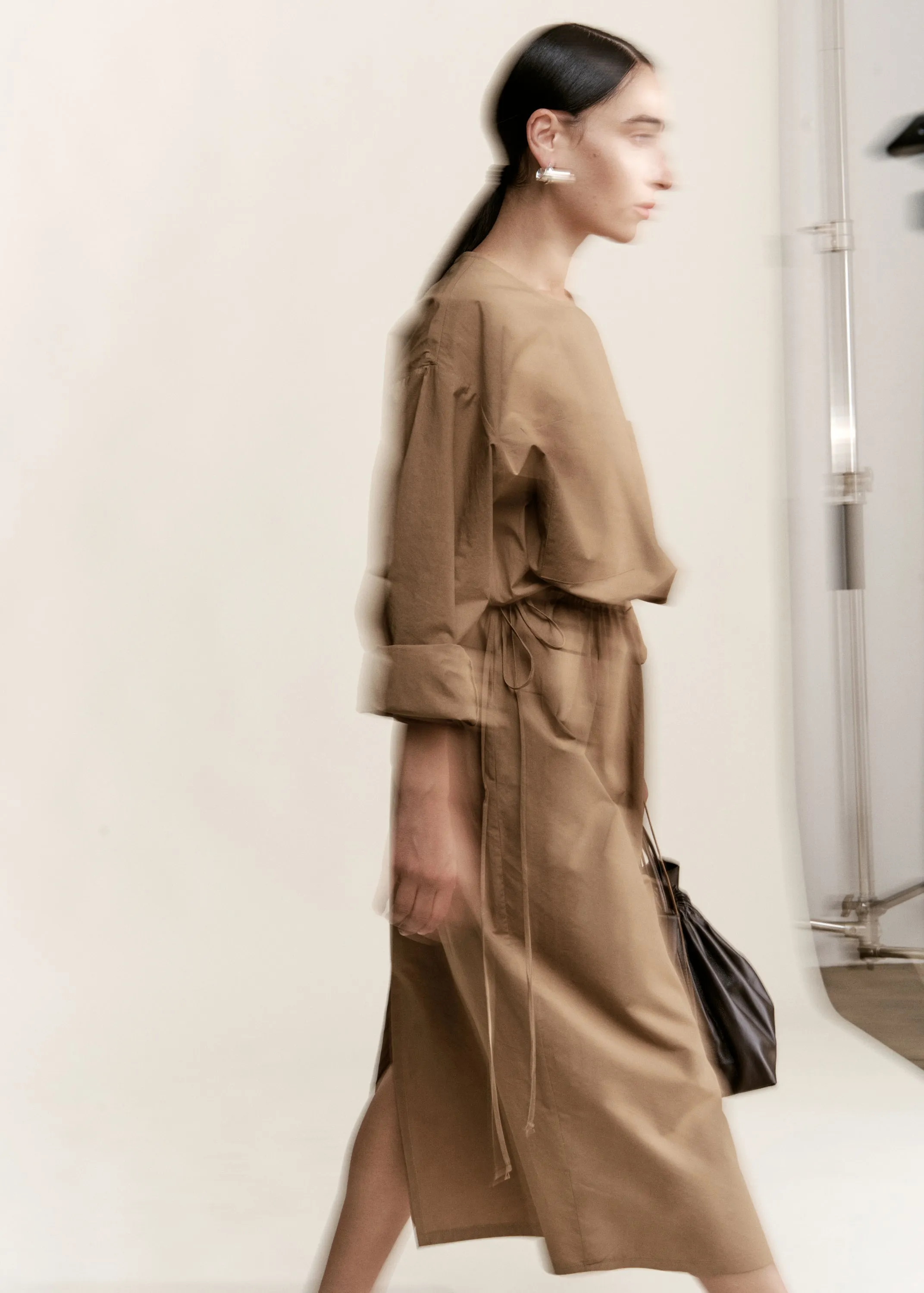 Tie Side Dress | Sierra Parchment Poplin sold by Modern Weaving