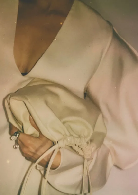 Square Gathered Bucket | Creme made by Modern Weaving