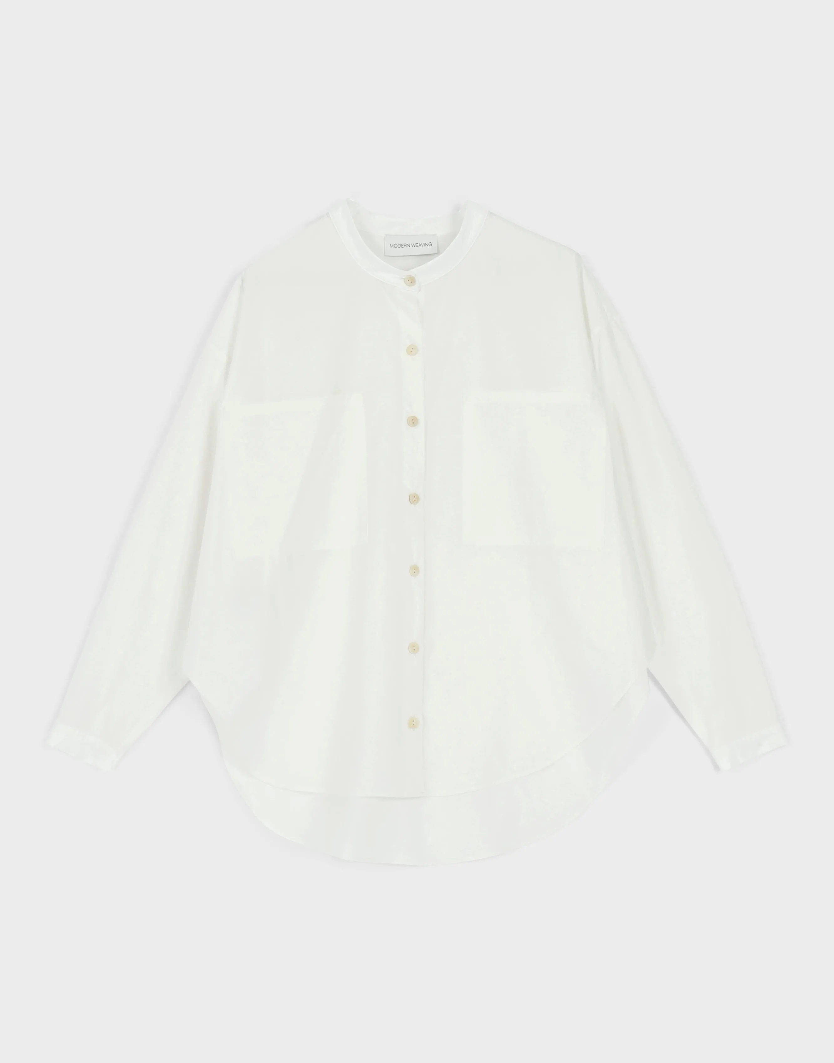 Oversize Mock Collar Button Down | Off White Parchment Poplin sold by Modern Weaving product image thumbnail 3