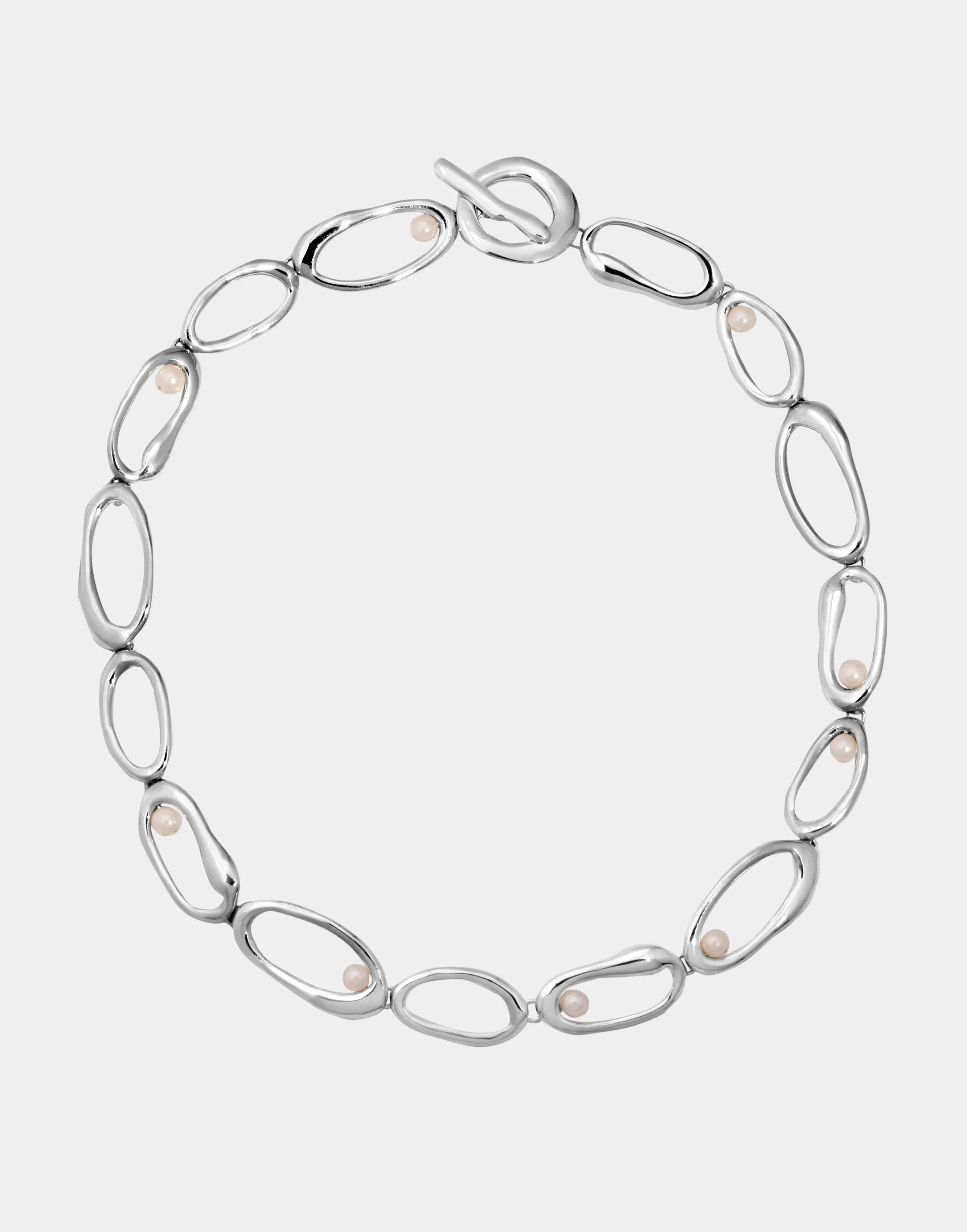 Mini Oval Link Necklace with Nested Pearls | Sterling Silver sold by Modern Weaving product image thumbnail 2