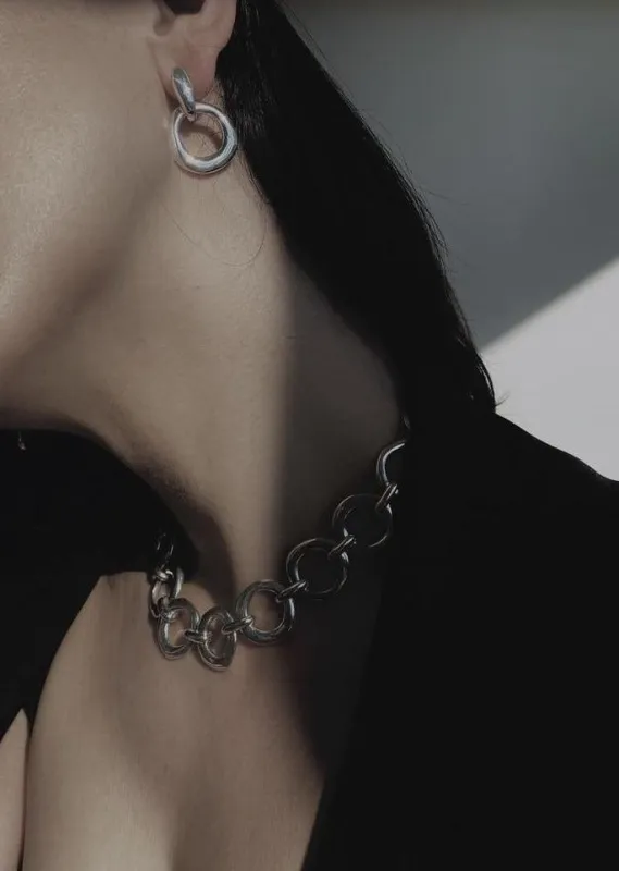 Imperfect Circles Linked Chain Necklace | Sterling Silver made by Modern Weaving