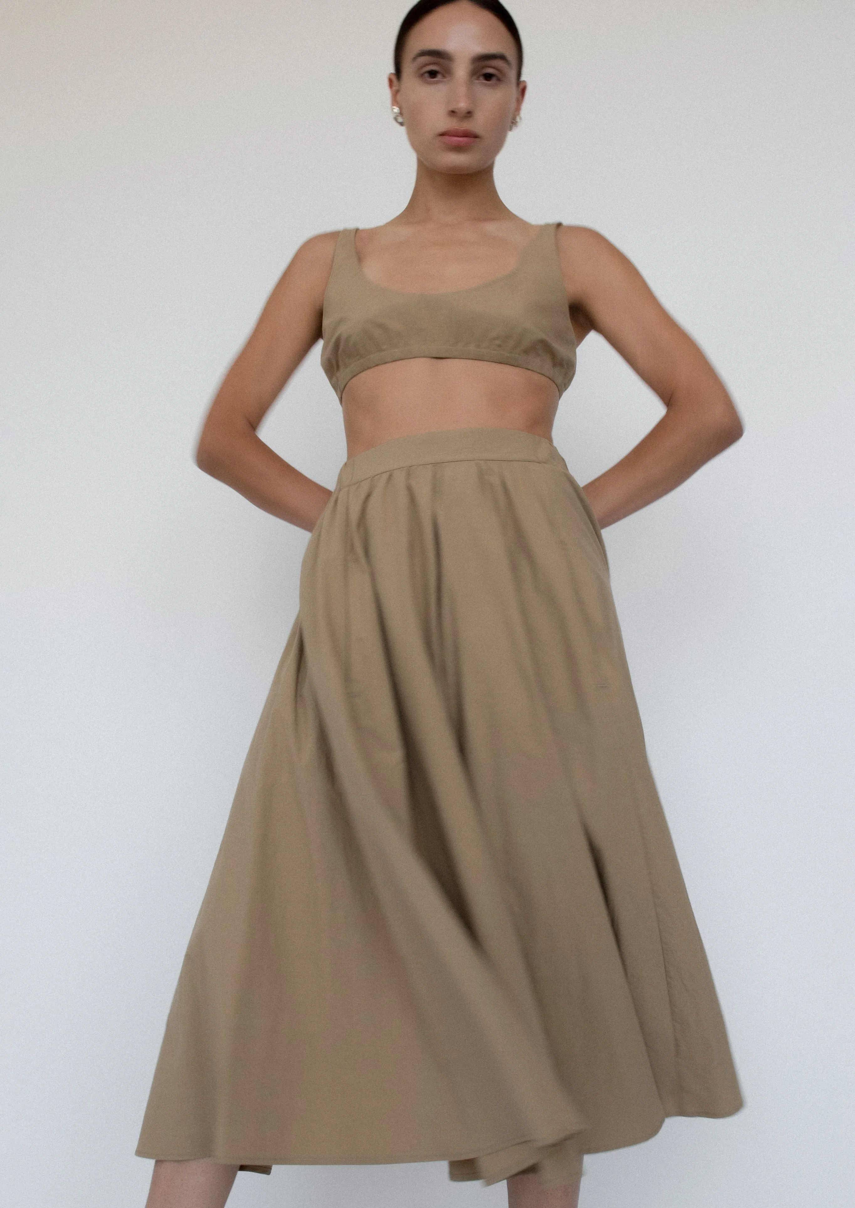 Relaxed Circle Skirt | Khaki Parchment Poplin sold by Modern Weaving product image thumbnail 2