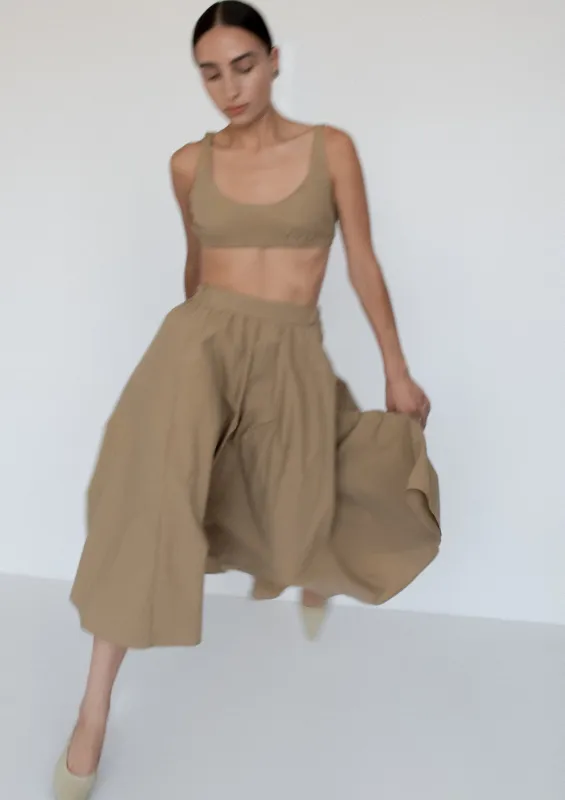 Relaxed Circle Skirt | Khaki Parchment Poplin sold by Modern Weaving