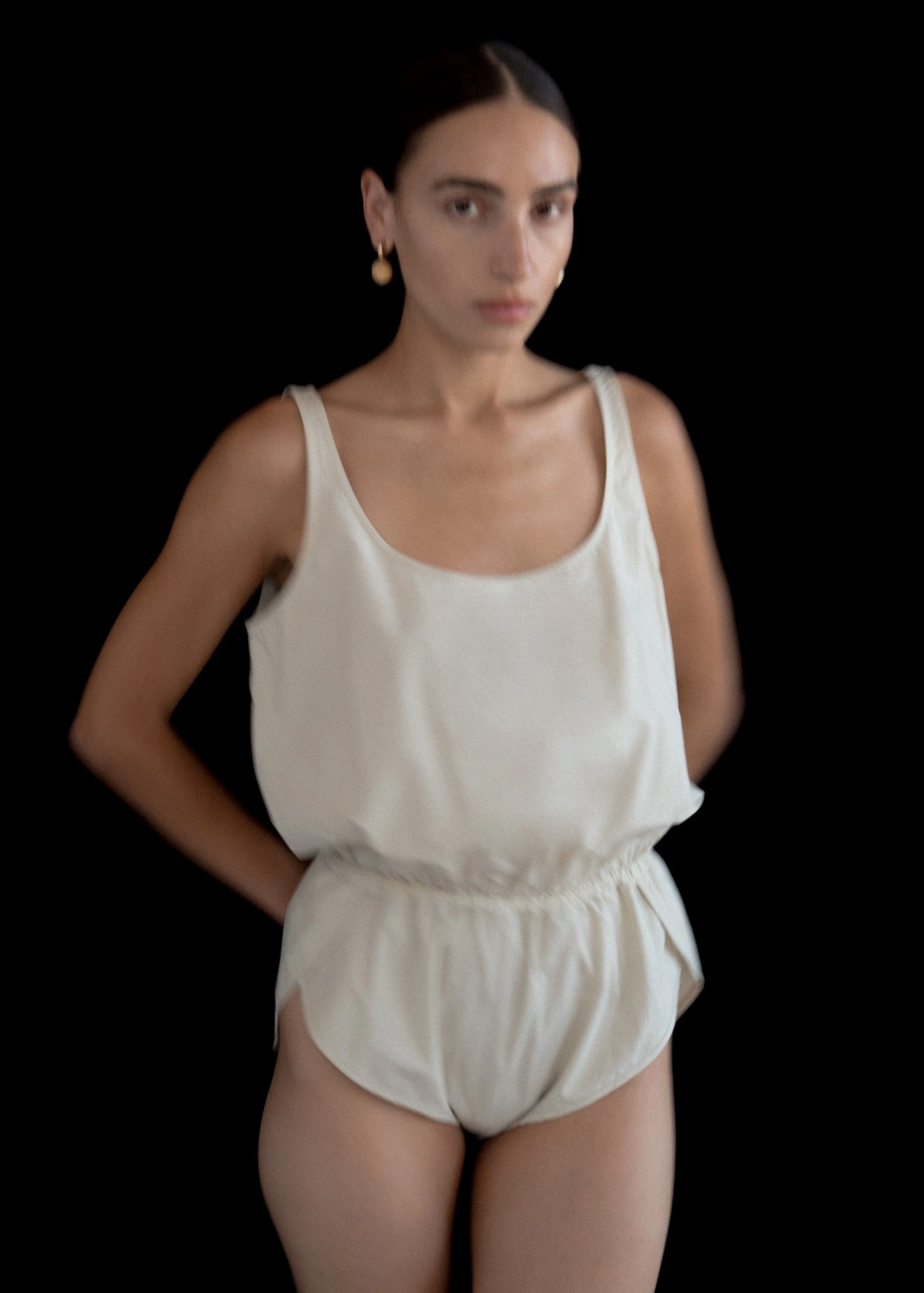 Gathered Bodysuit | Eggshell Parchment Poplin sold by Modern Weaving