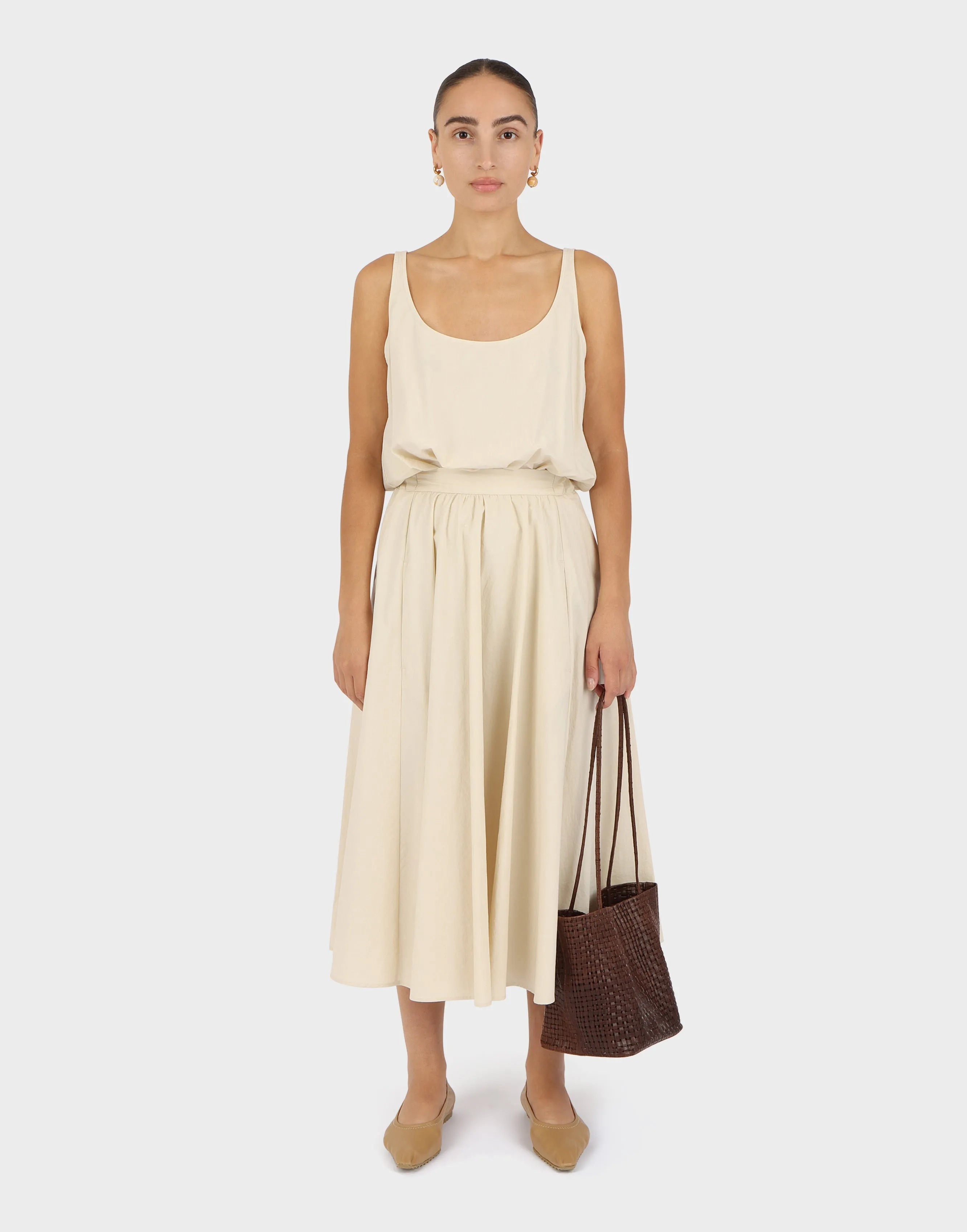 Gathered Bodysuit | Eggshell Parchment Poplin sold by Modern Weaving product image thumbnail 5