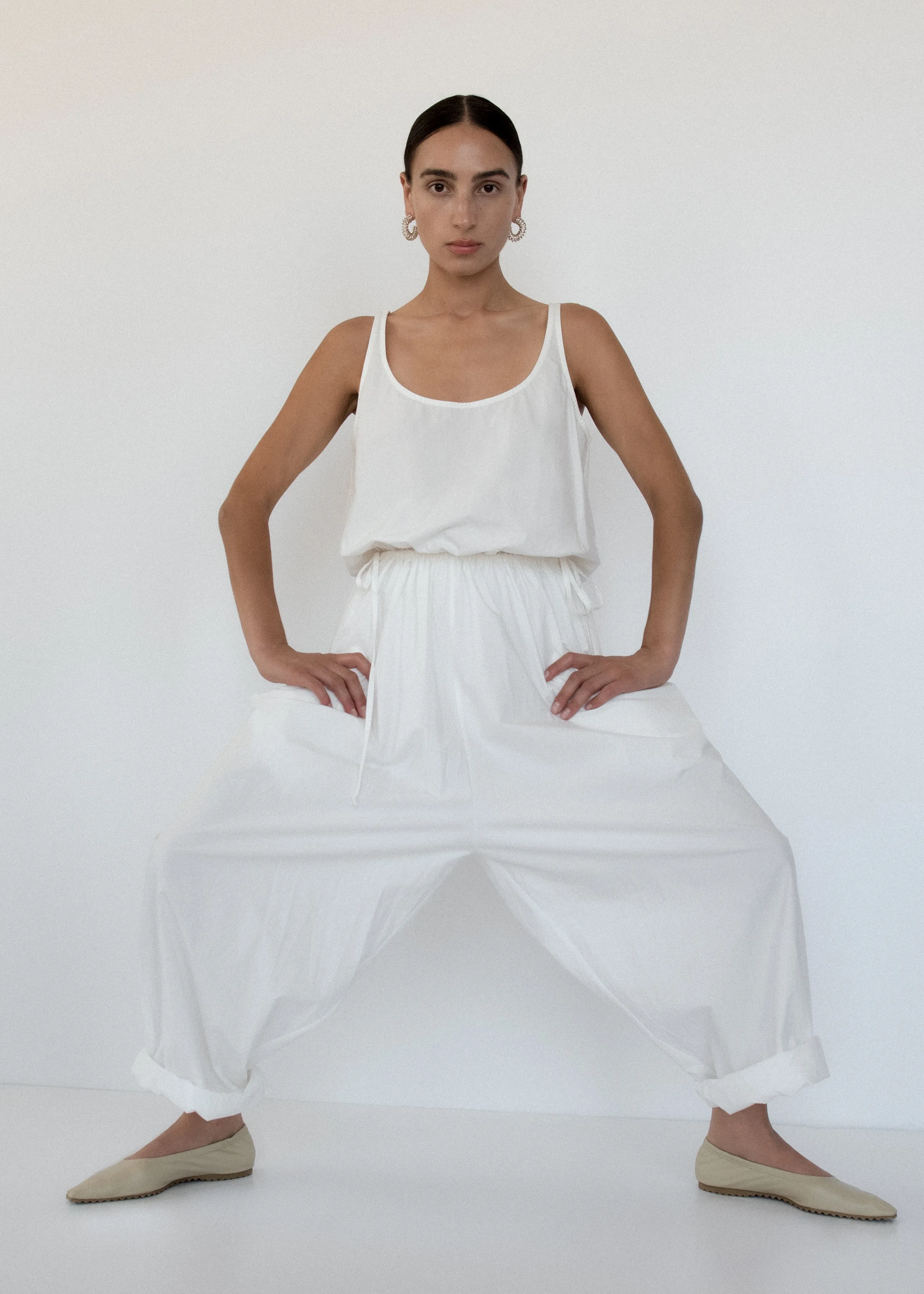 Gathered Bodysuit | Off White Parchment Poplin sold by Modern Weaving product image thumbnail 3