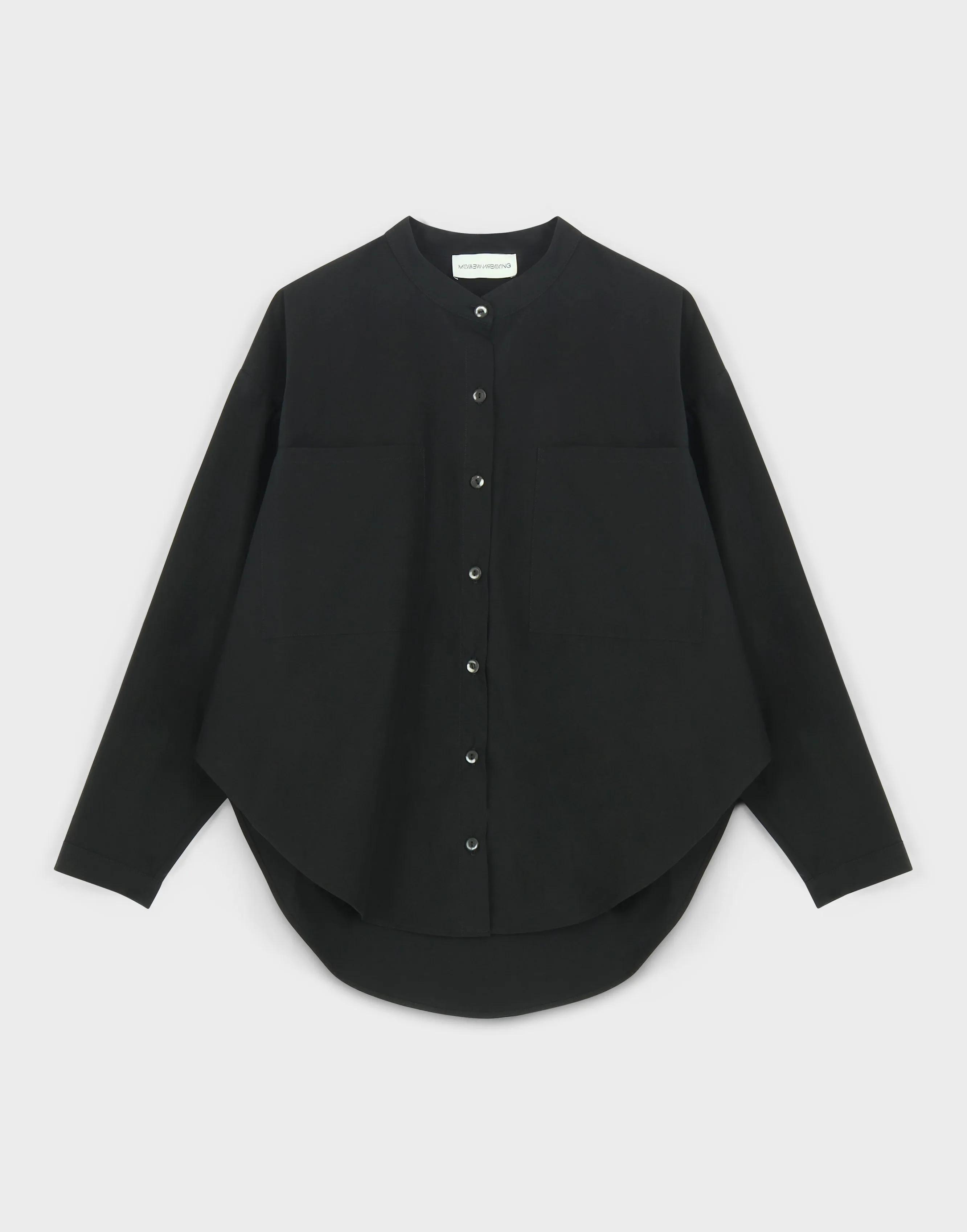Oversize Mock Collar Button Down | Black Parchment Poplin sold by Modern Weaving product image thumbnail 3