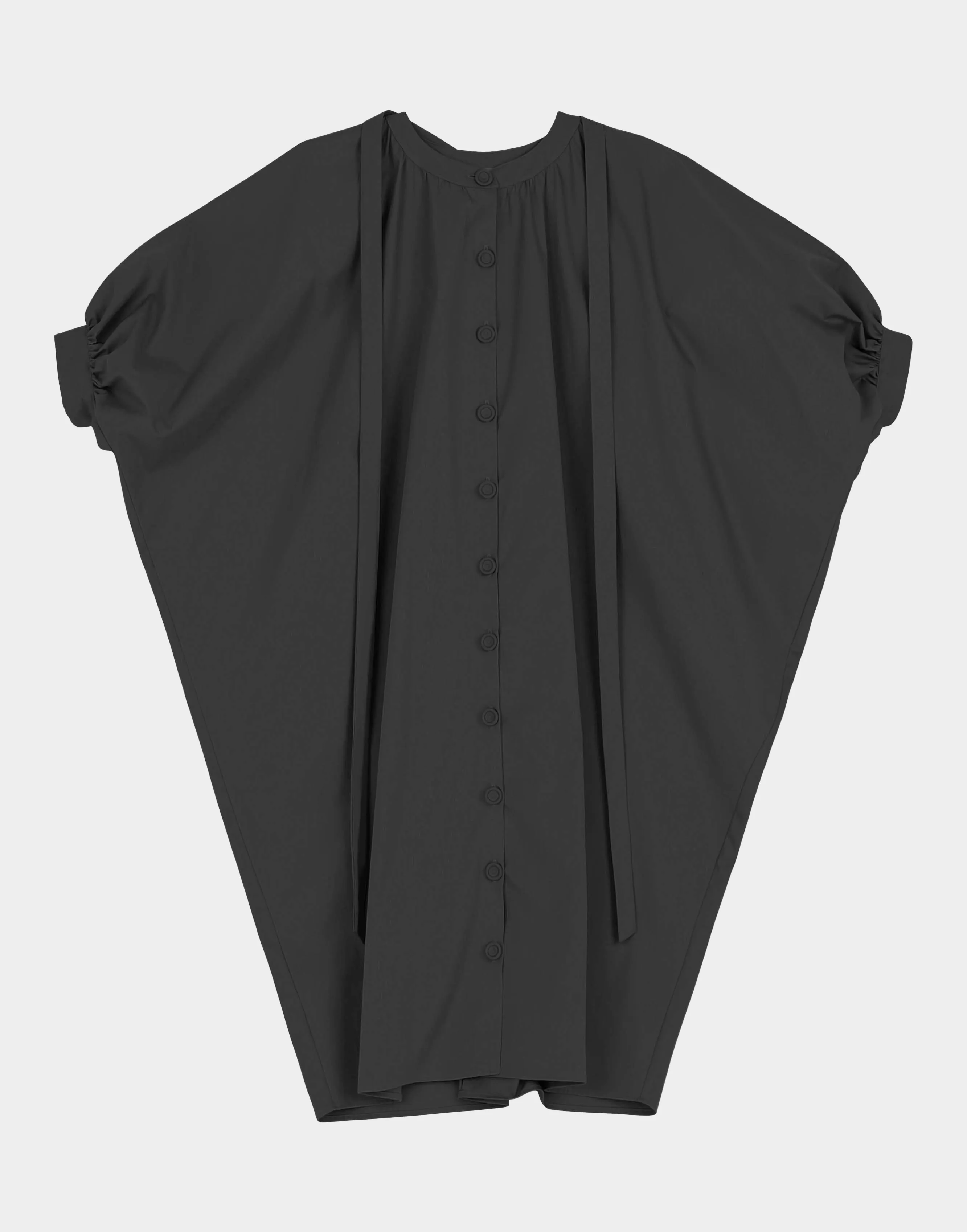 Button Front Kaftan | Black Parchment Poplin sold by Modern Weaving product image thumbnail 2