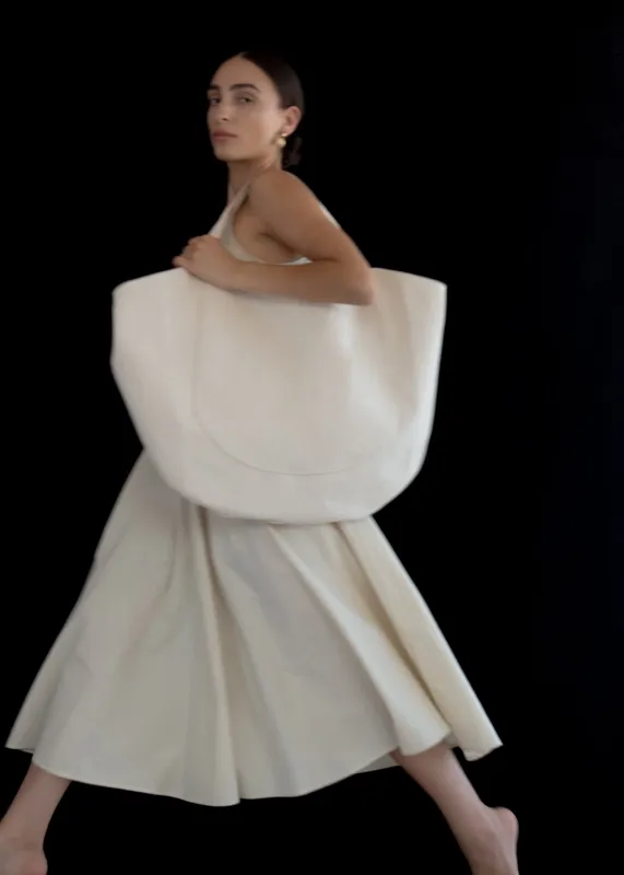 Relaxed Circle Skirt | Eggshell Parchment Poplin sold by Modern Weaving