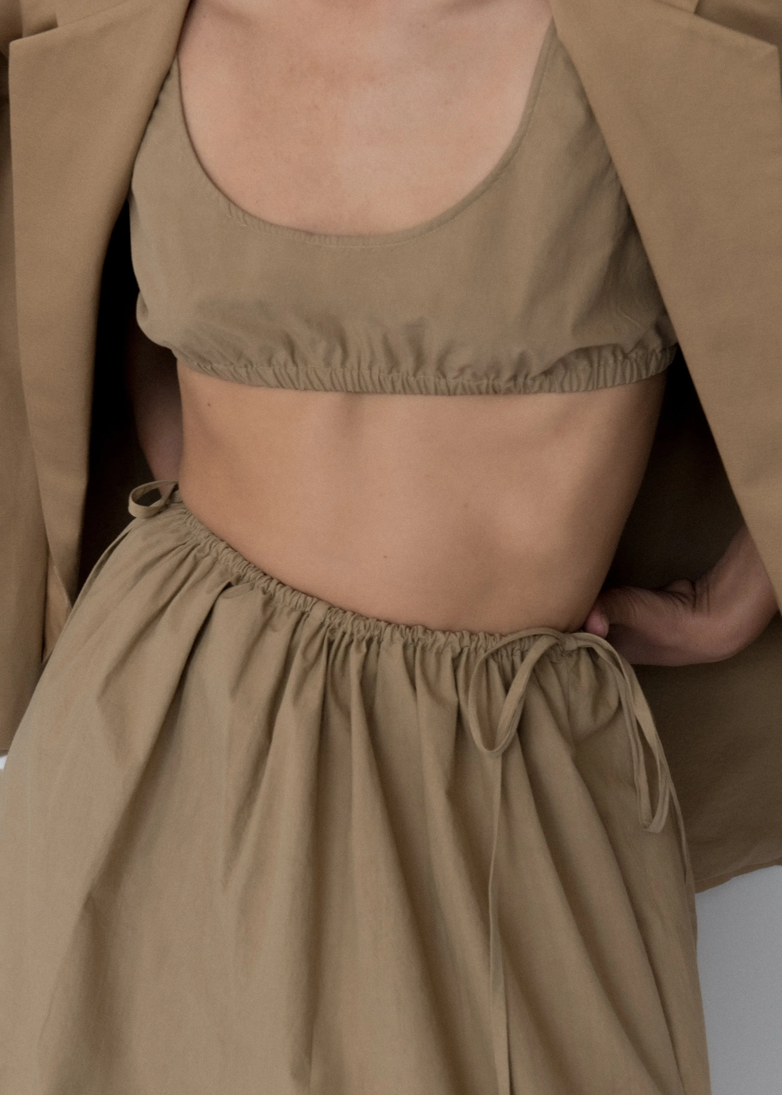 Gathered Bralette | Khaki Parchment Poplin sold by Modern Weaving product image thumbnail 2