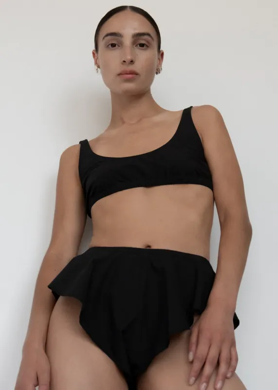 Gathered Bralette | Black Parchment Poplin made by Modern Weaving