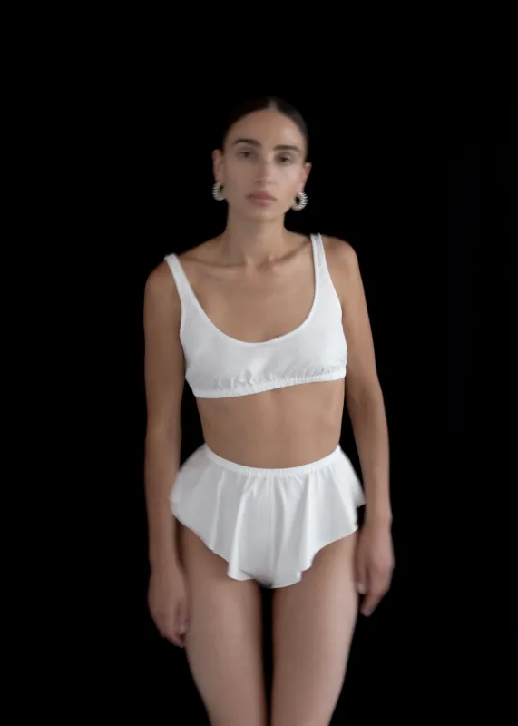 Gathered Bralette | Off White Parchment Poplin made by Modern Weaving