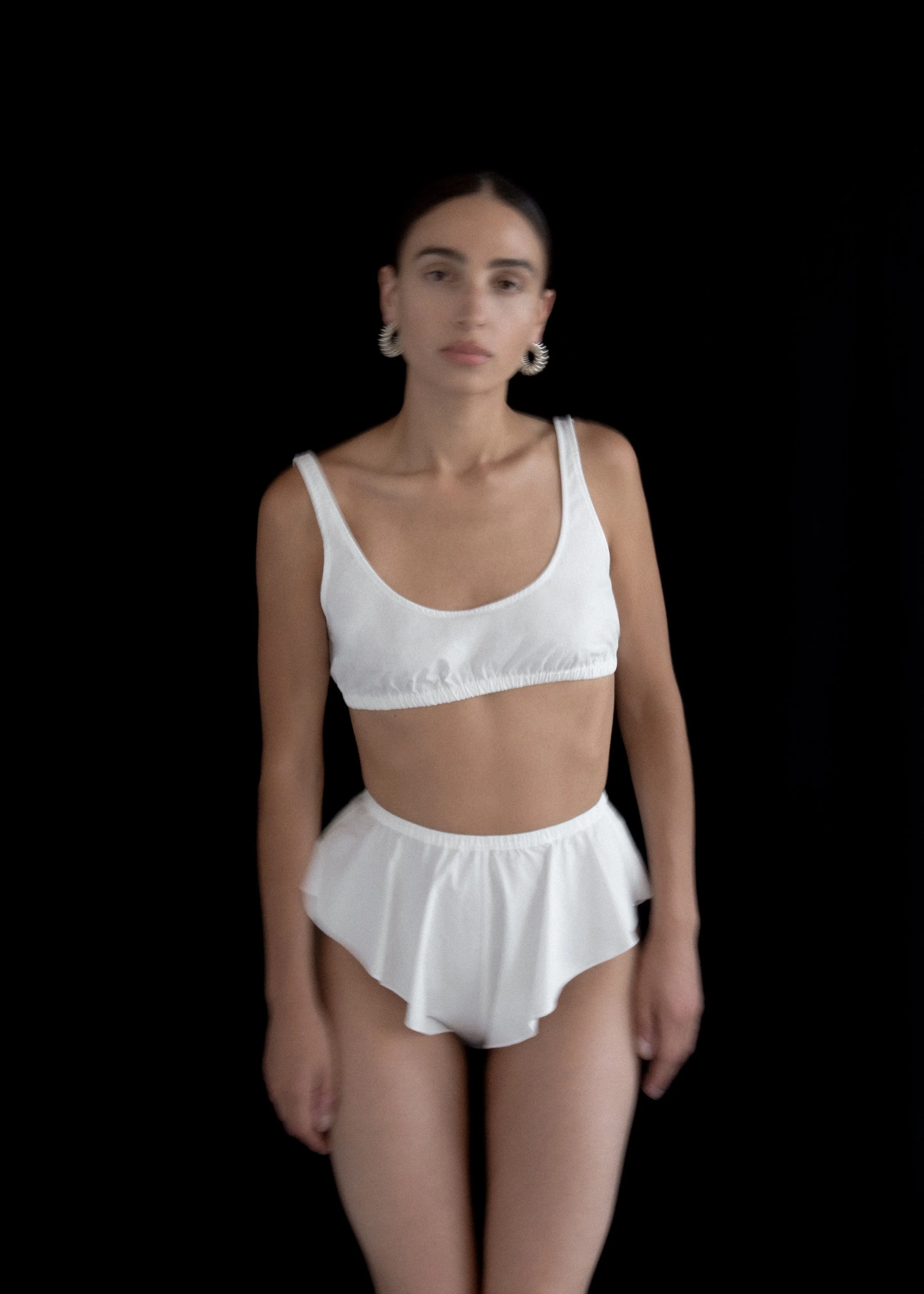Gathered Bralette | Off White Parchment Poplin sold by Modern Weaving