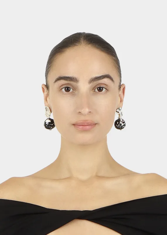 Tortoise Glass Drop Earrings  | Sterling Silver + Tortoise Italian Blown Glass made by Modern Weaving