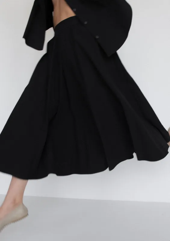 Relaxed Circle Skirt | Black Parchment Poplin made by Modern Weaving