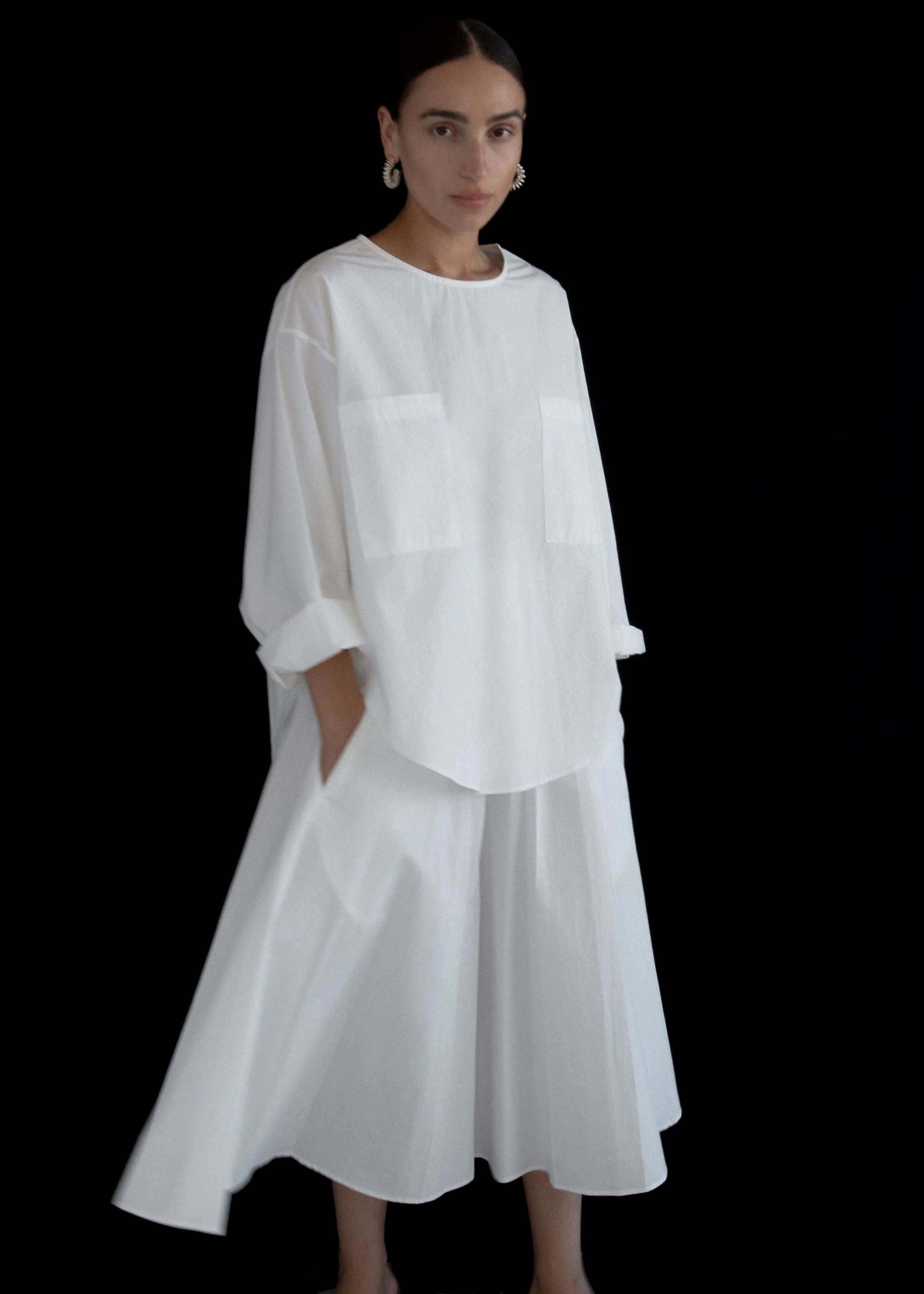 Relaxed Circle Skirt | Off White Parchment Poplin sold by Modern Weaving
