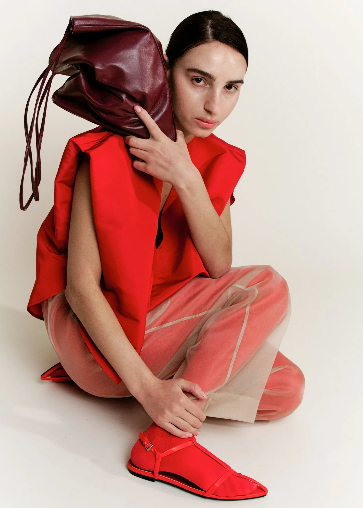 Slim Elongated Tote | Burgundy sold by Modern Weaving product image thumbnail 2