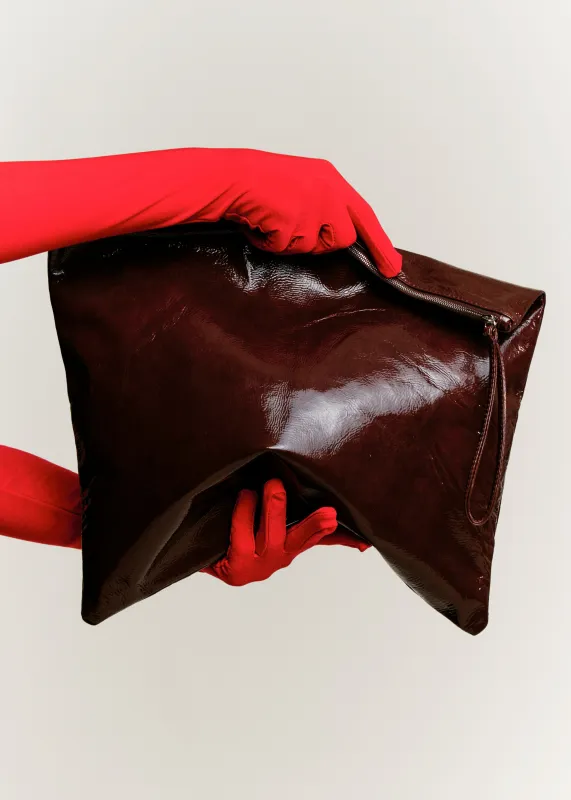 Large Zip Clutch | Glossed Burgundy made by Modern Weaving