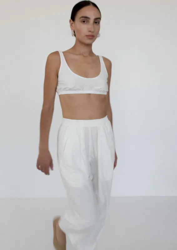 Relaxed Lean Trouser | Off White Parchment Poplin made by Modern Weaving