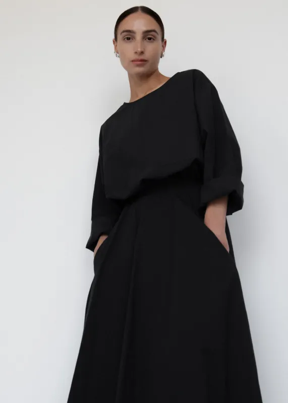Pocket Popover Top | Black Parchment Poplin made by Modern Weaving