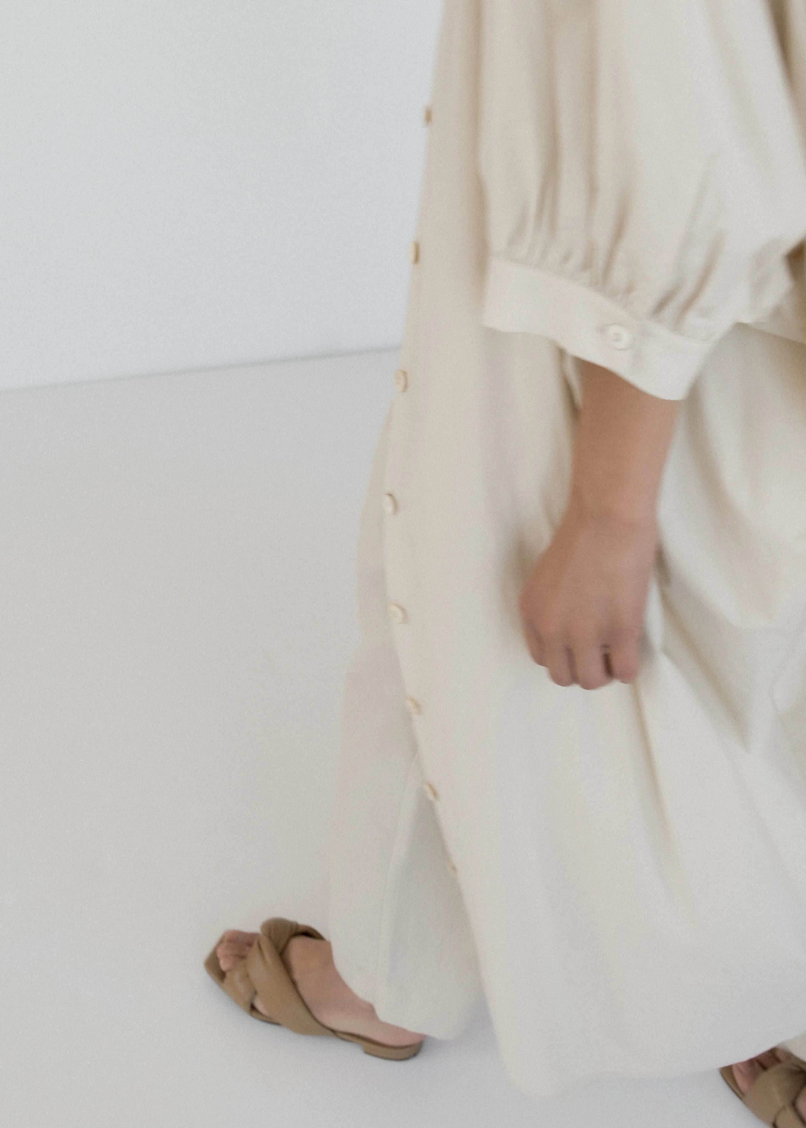 Button Front Kaftan | Eggshell Parchment Poplin sold by Modern Weaving product image thumbnail 2