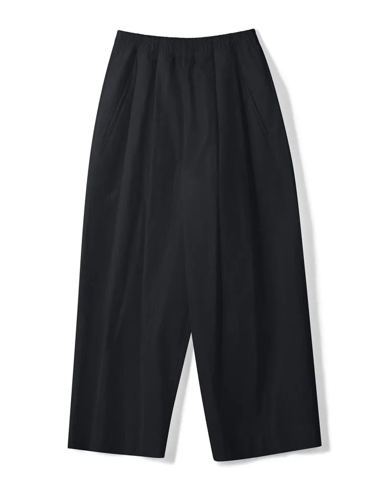 Dropped Open Leg Casual Trouser | Black Parchment Poplin sold by Modern Weaving product image thumbnail 2