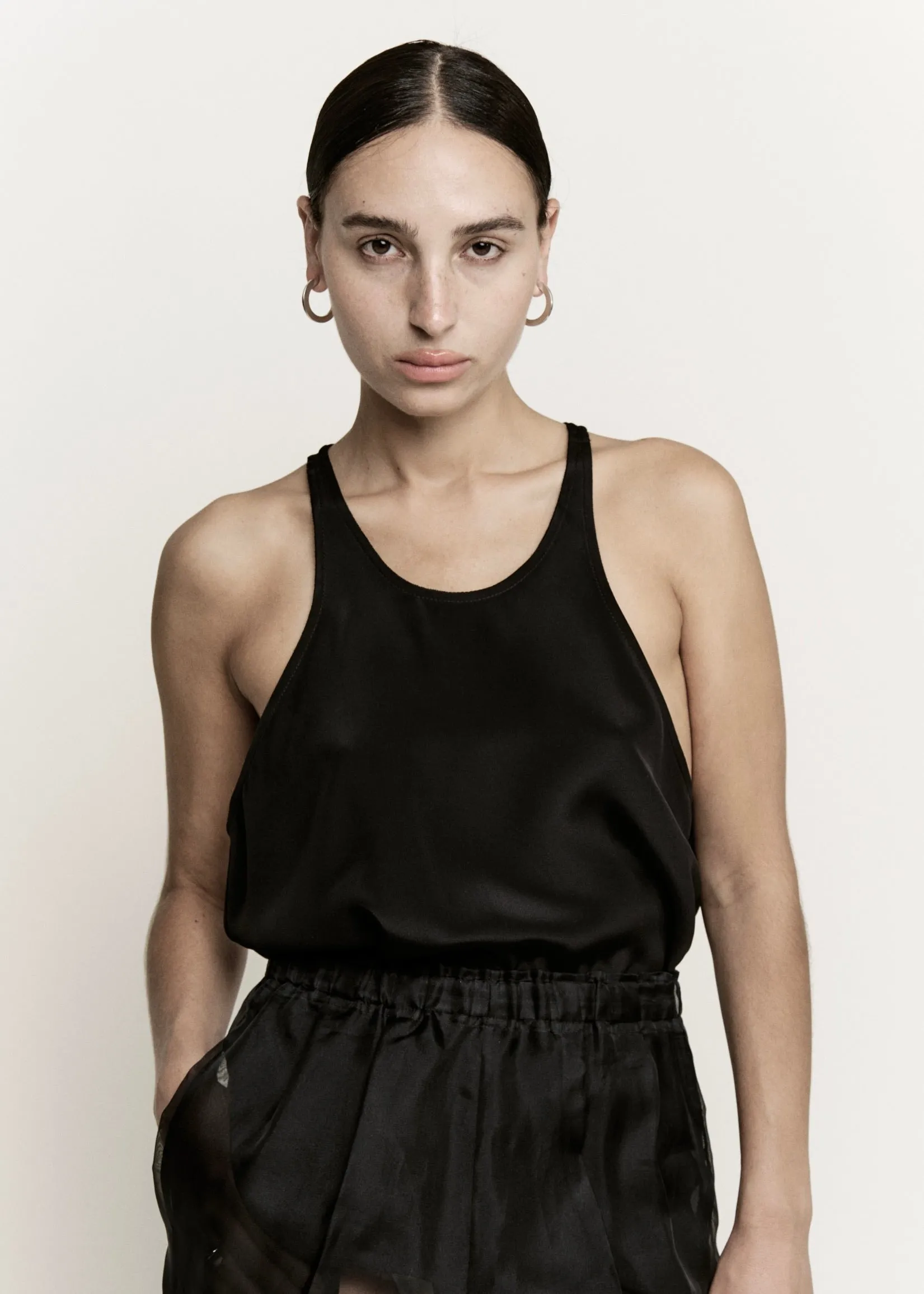 Skinny Racer Tank | Black Silk Crepe sold by Modern Weaving product image thumbnail 3