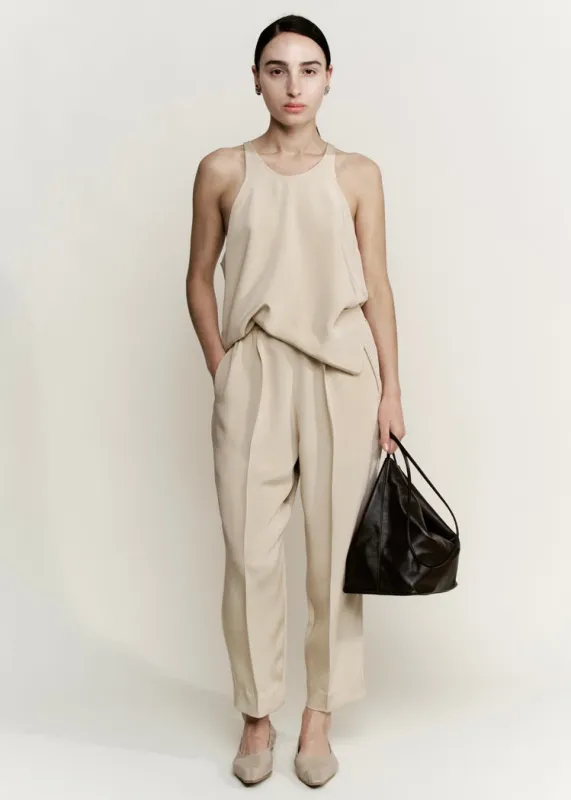 Relaxed Lean Trouser  | Ecru Silk Crepe made by Modern Weaving