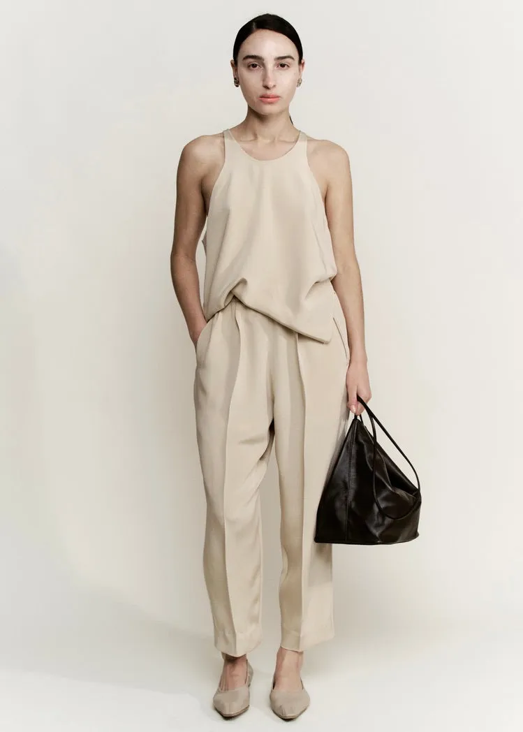 Relaxed Lean Trouser | Ecru Silk Crepe sold by Modern Weaving