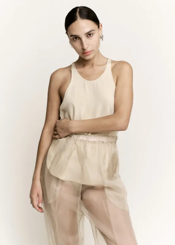 Skinny Racer Tank | Ecru Silk Crepe made by Modern Weaving