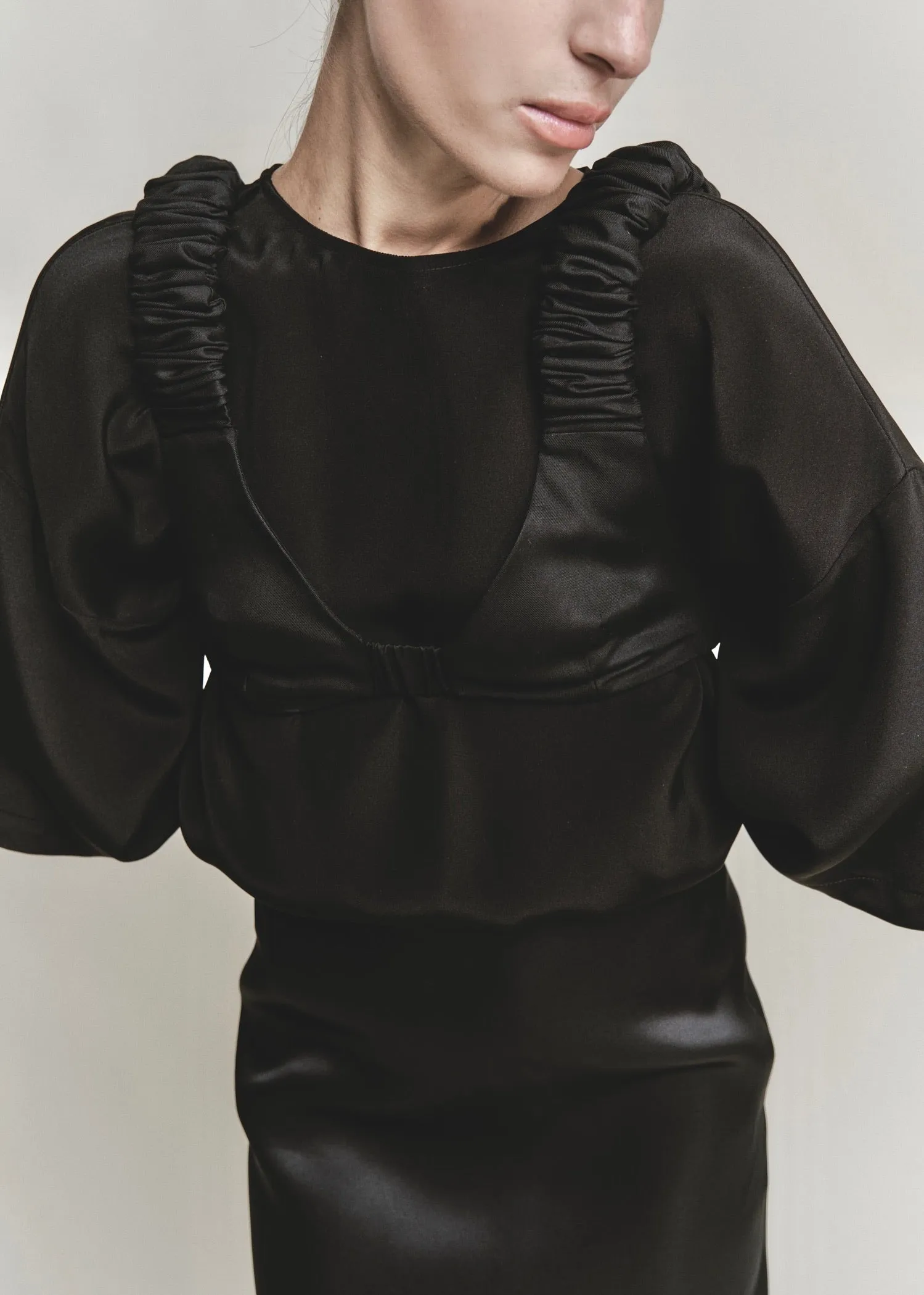 Silk Boxy Tee | Black Silk Crepe sold by Modern Weaving