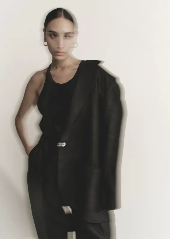 Voluminous Pleat Trouser  |  Black Belgian Linen made by Modern Weaving