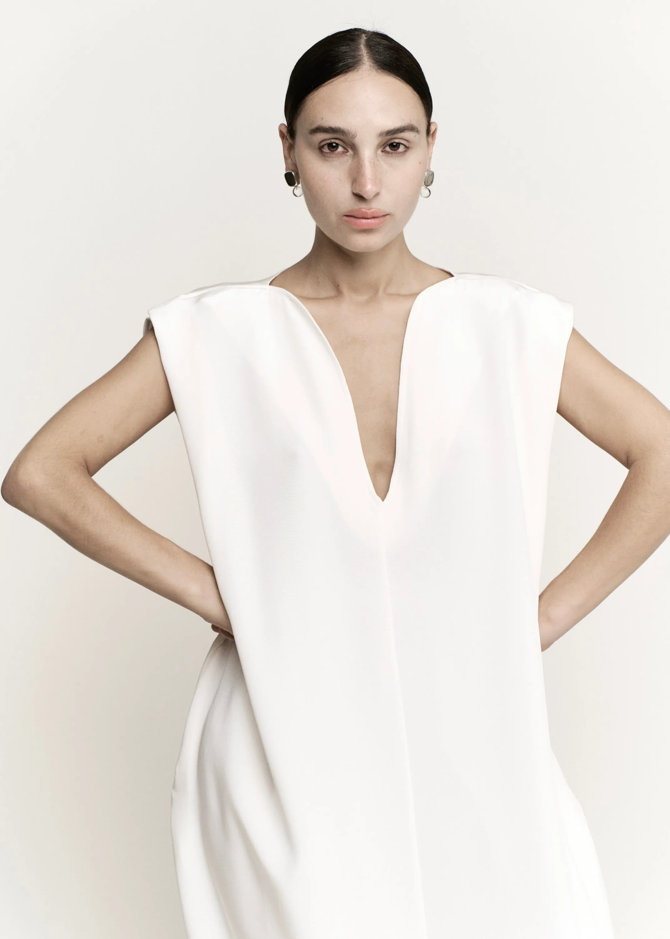 Sculpt Dress | Off White 3 Ply Silk Crepe sold by Modern Weaving product image thumbnail 3