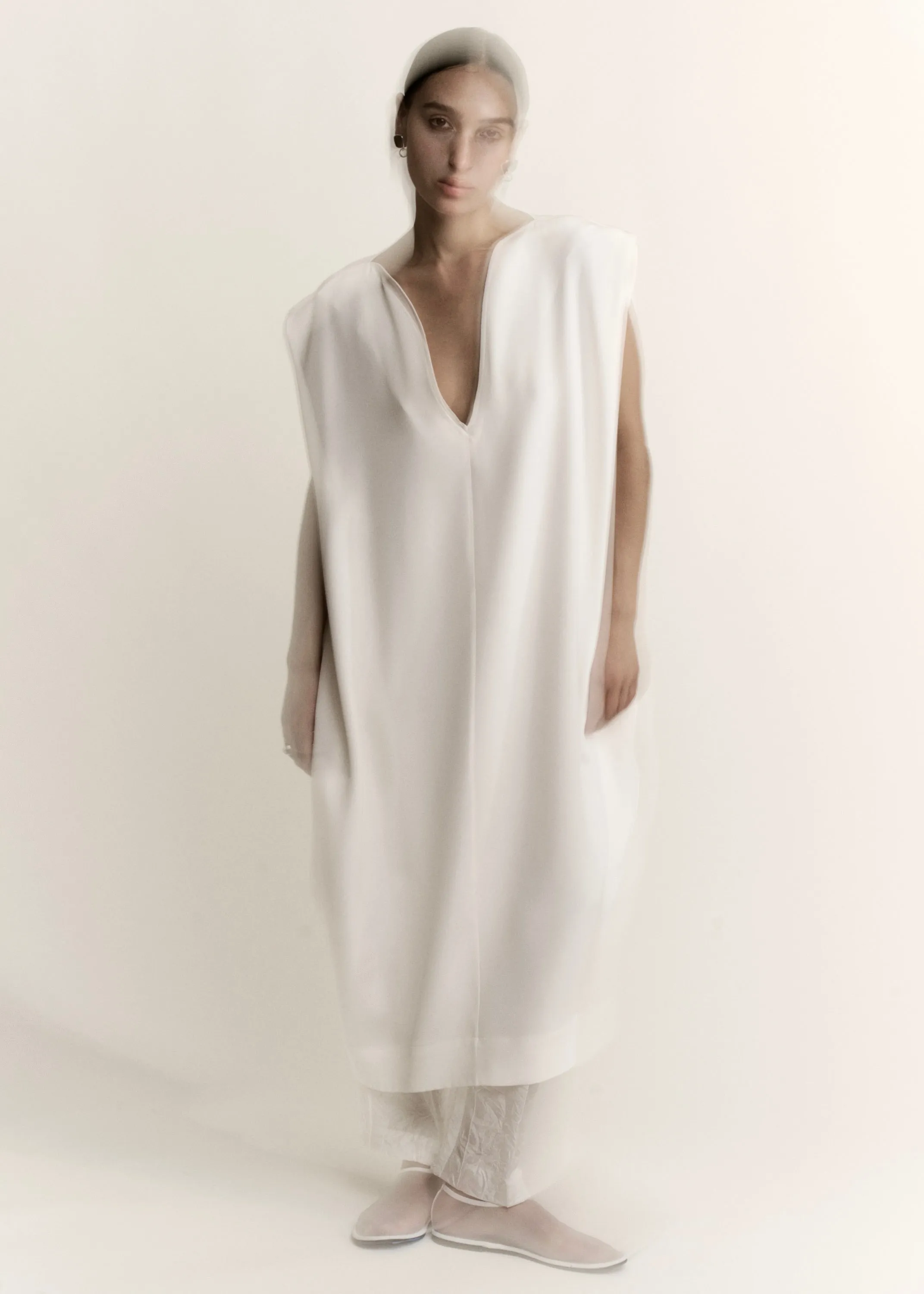 Sculpt Dress | Off White 3 Ply Silk Crepe sold by Modern Weaving