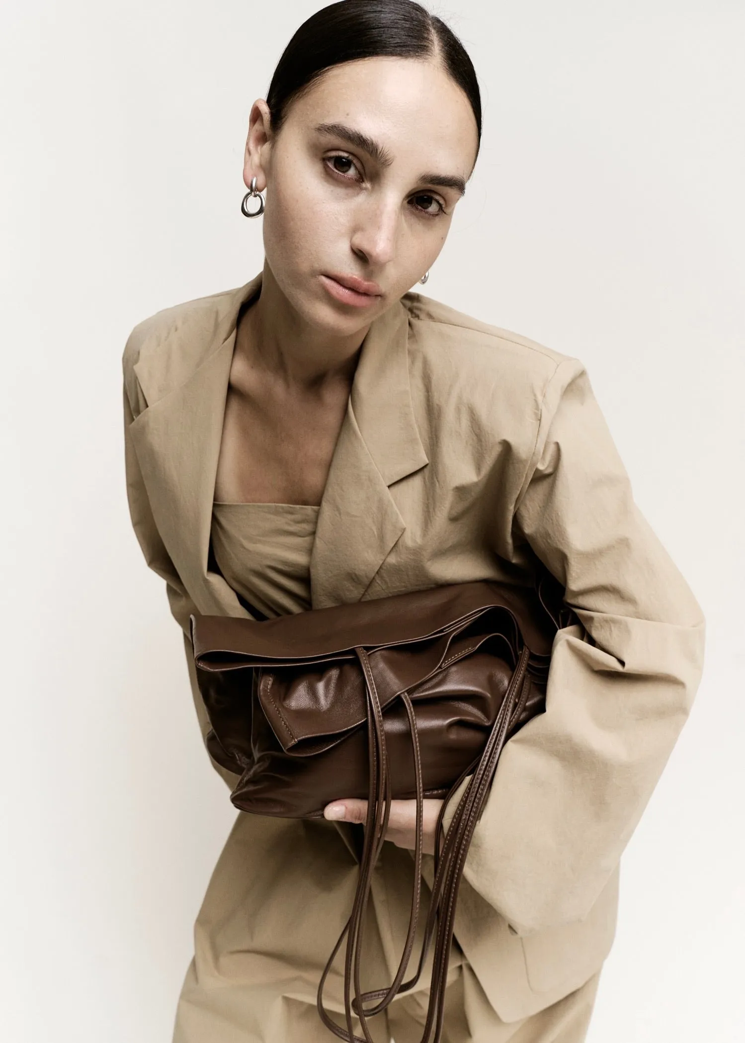 Oversize Boxy Blazer | Khaki Parchment Poplin sold by Modern Weaving