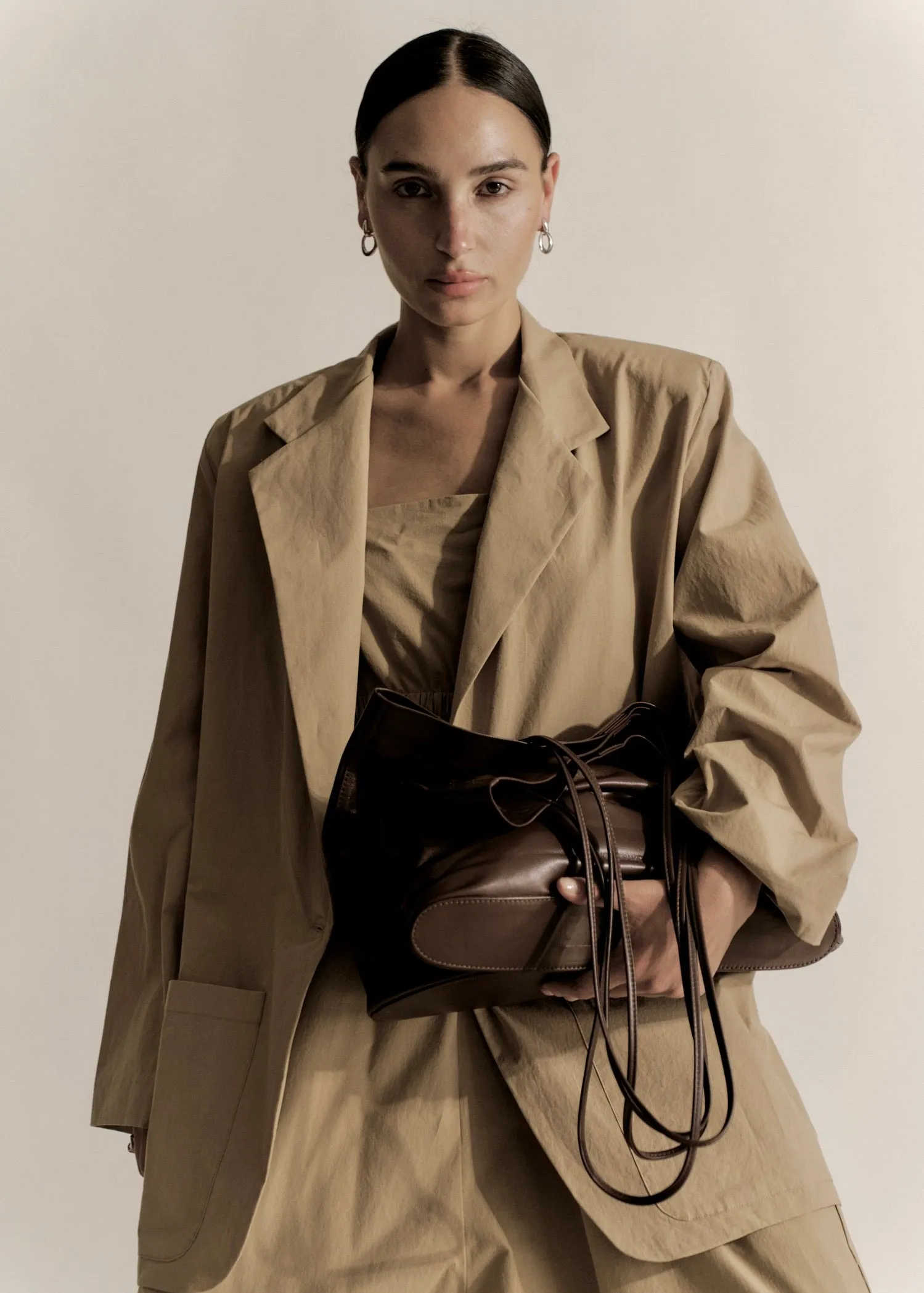 Oversize Boxy Blazer | Khaki Parchment Poplin sold by Modern Weaving product image thumbnail 3