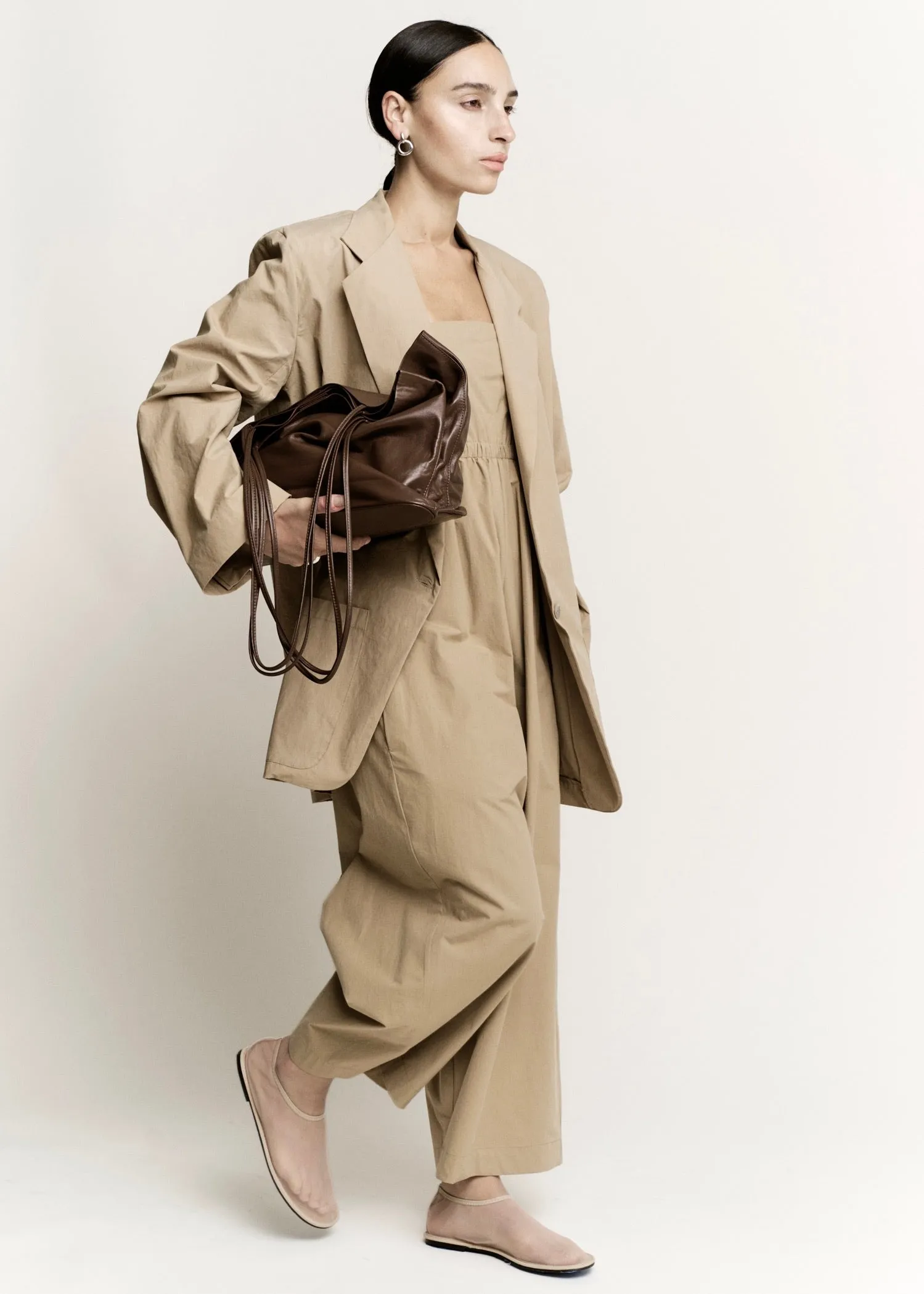 Oversize Boxy Blazer | Khaki Parchment Poplin sold by Modern Weaving product image thumbnail 4