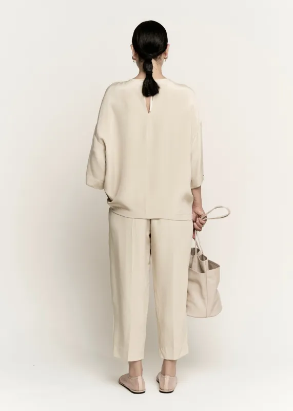 Silk Boxy Tee | Ecru Silk Crepe made by Modern Weaving