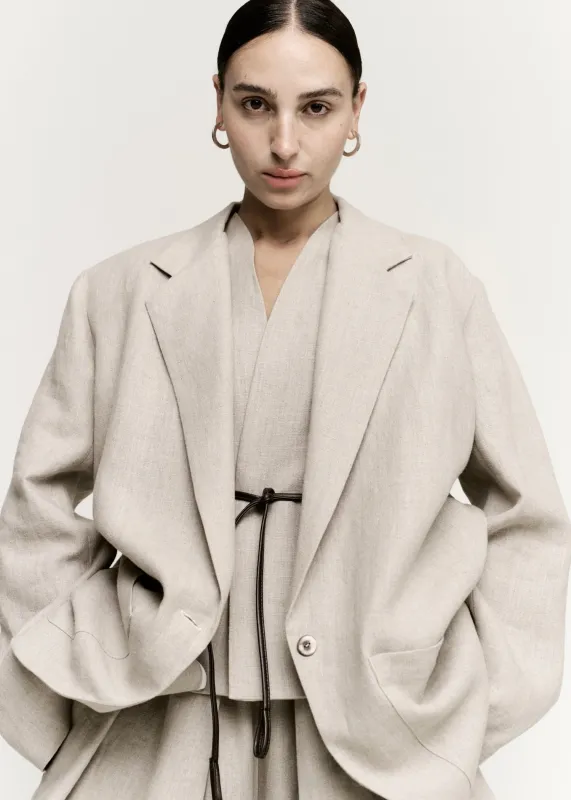 Oversize Boxy Blazer  | Natural Melange Structured Linen made by Modern Weaving