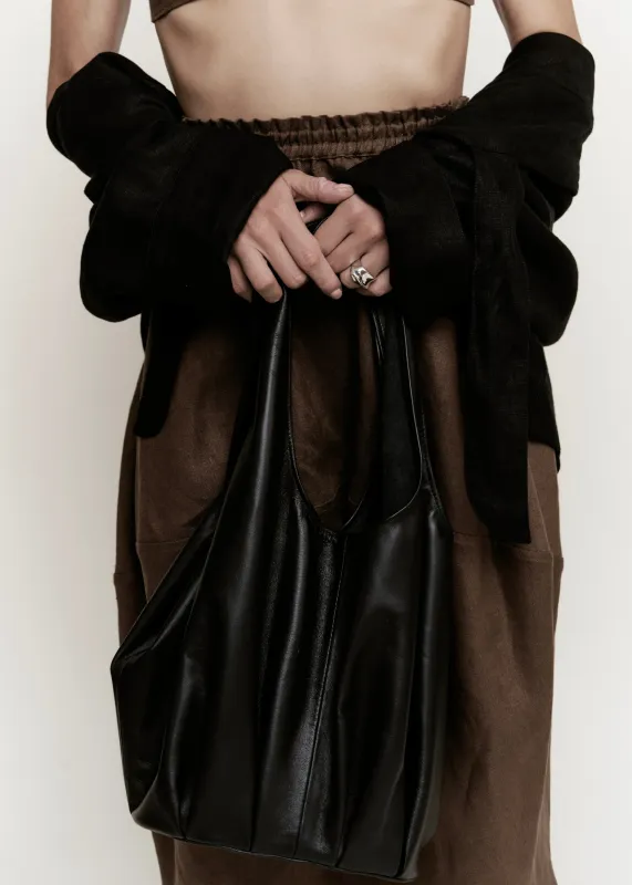 Petite Pleated Shopper  | Black made by Modern Weaving