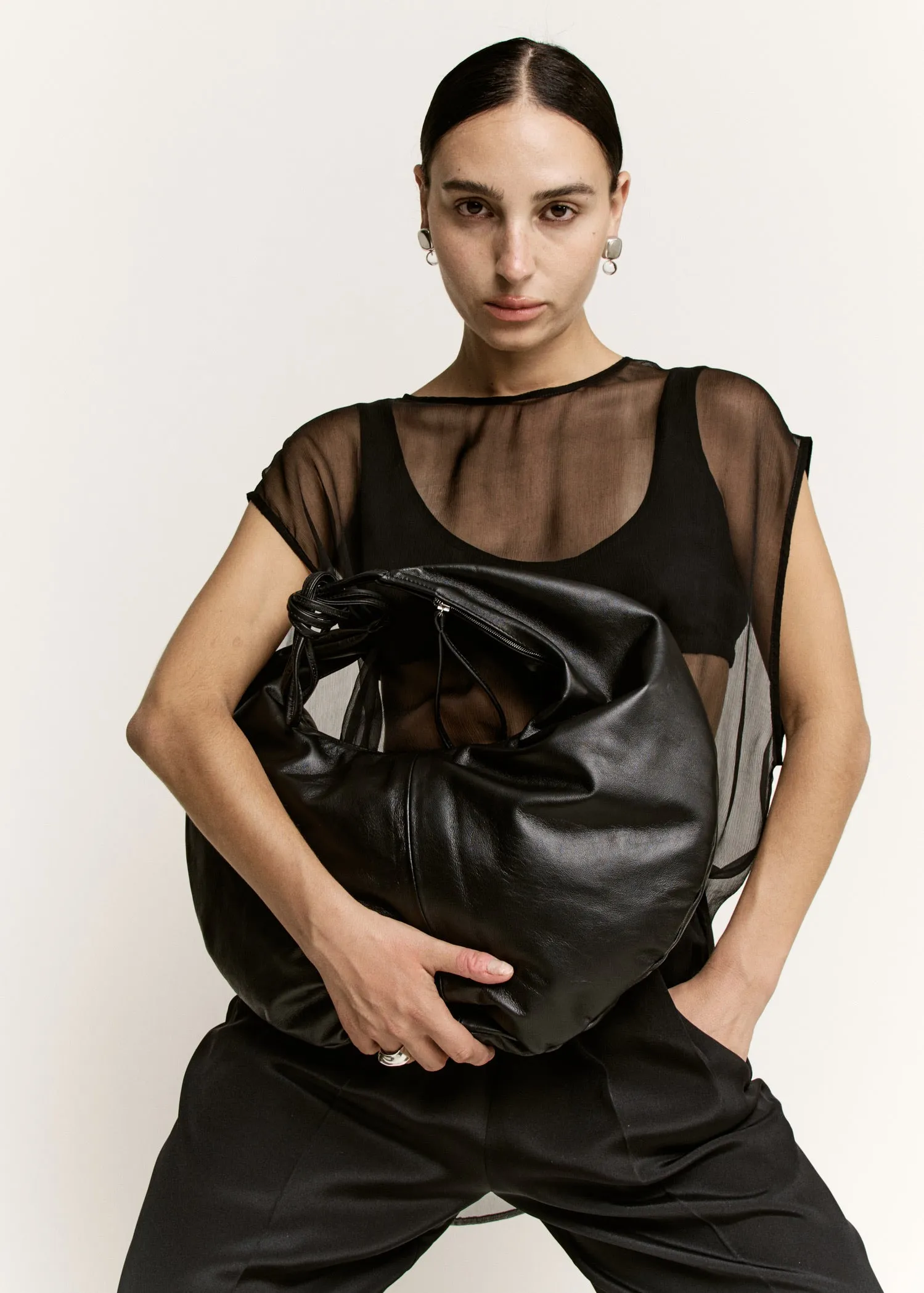 Chiffon Overlay Top | Black Silk Crinkle Chiffon sold by Modern Weaving product image thumbnail 2